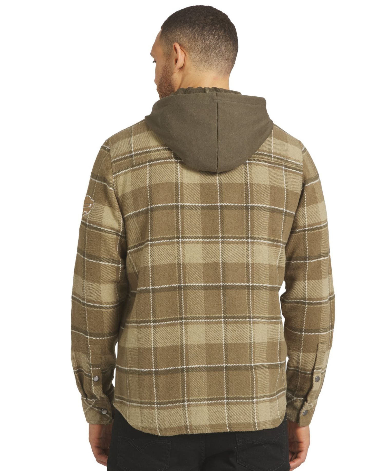 Men's Brown/Olive Buffalo Bills Woven Hooded Full-Snap Shacket