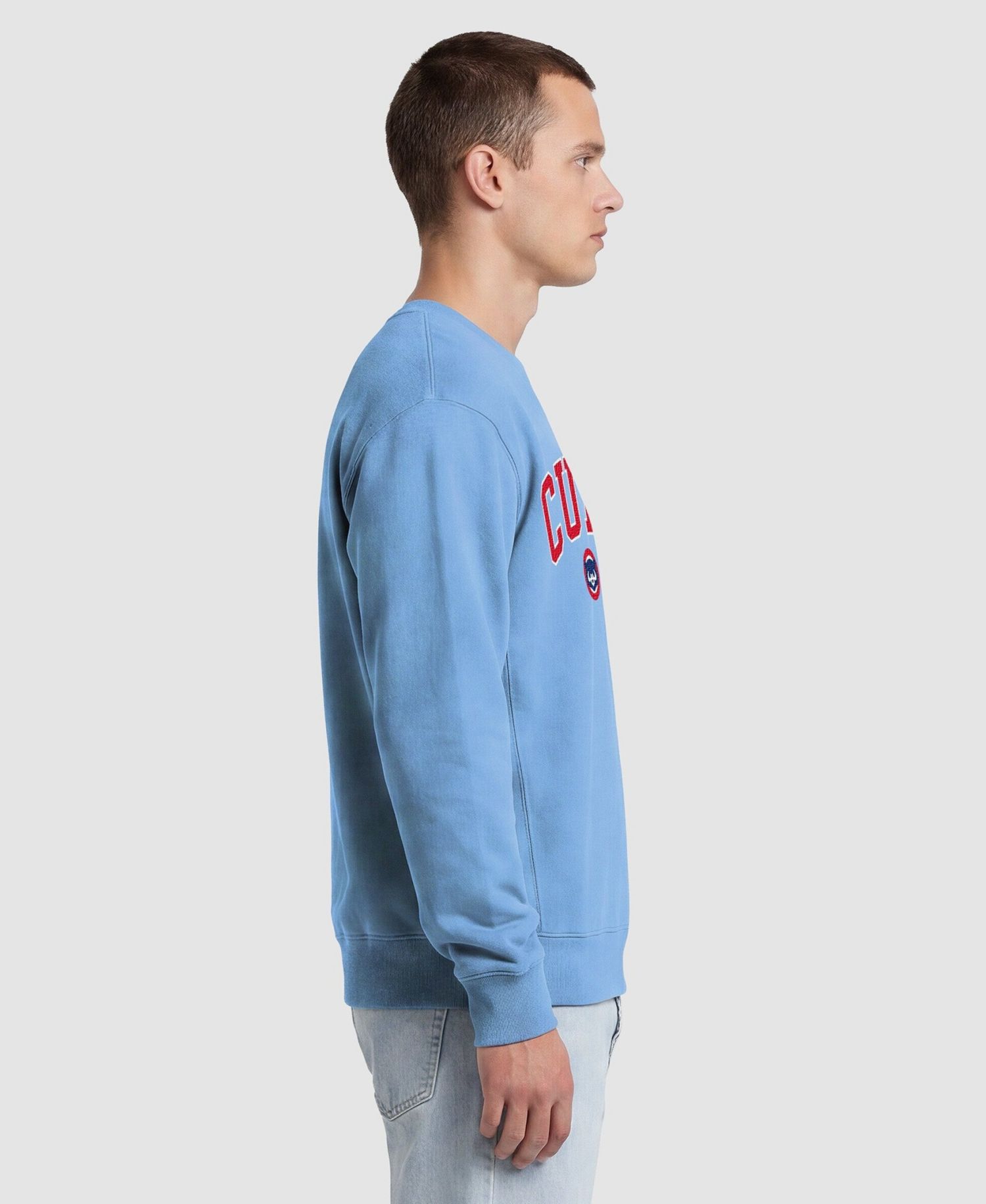 Men's Light Blue Chicago Cubs Fleece Crew Sweatshirt