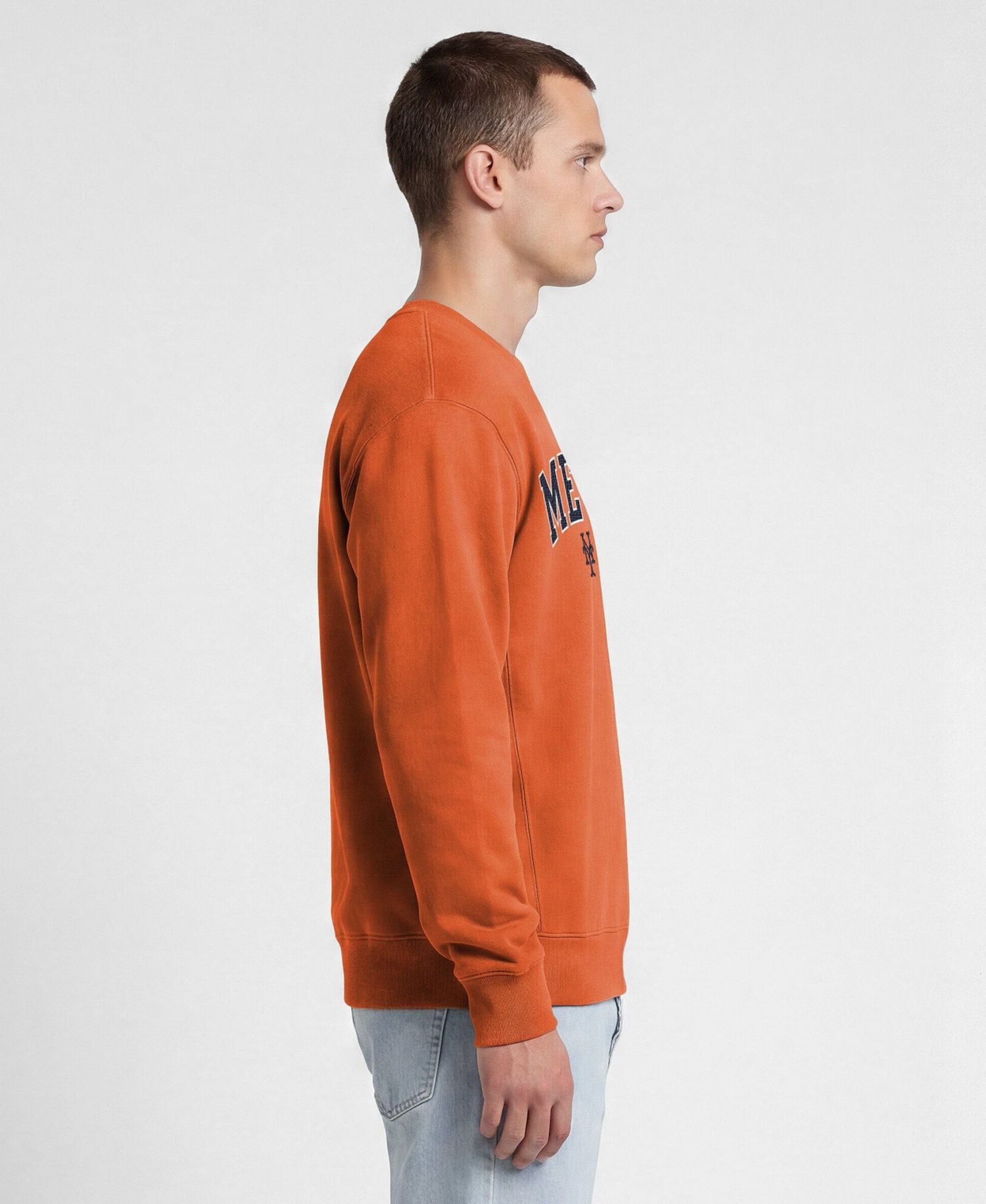 Men's Orange New York Mets Fleece Crew Sweatshirt