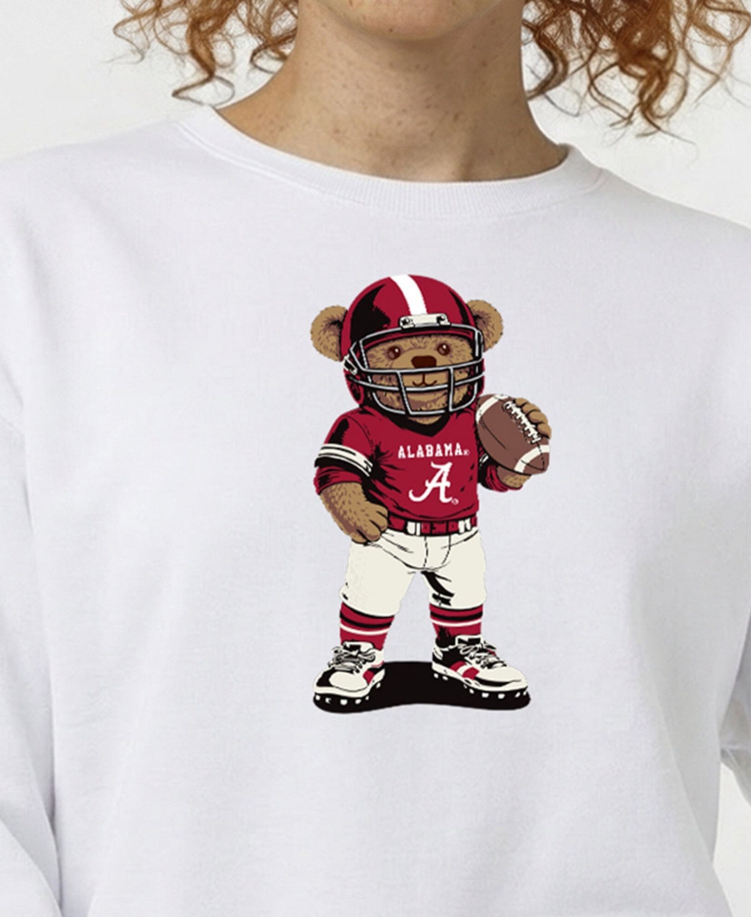 Women's White Alabama Crimson Tide Teddy Bear Sweatshirt