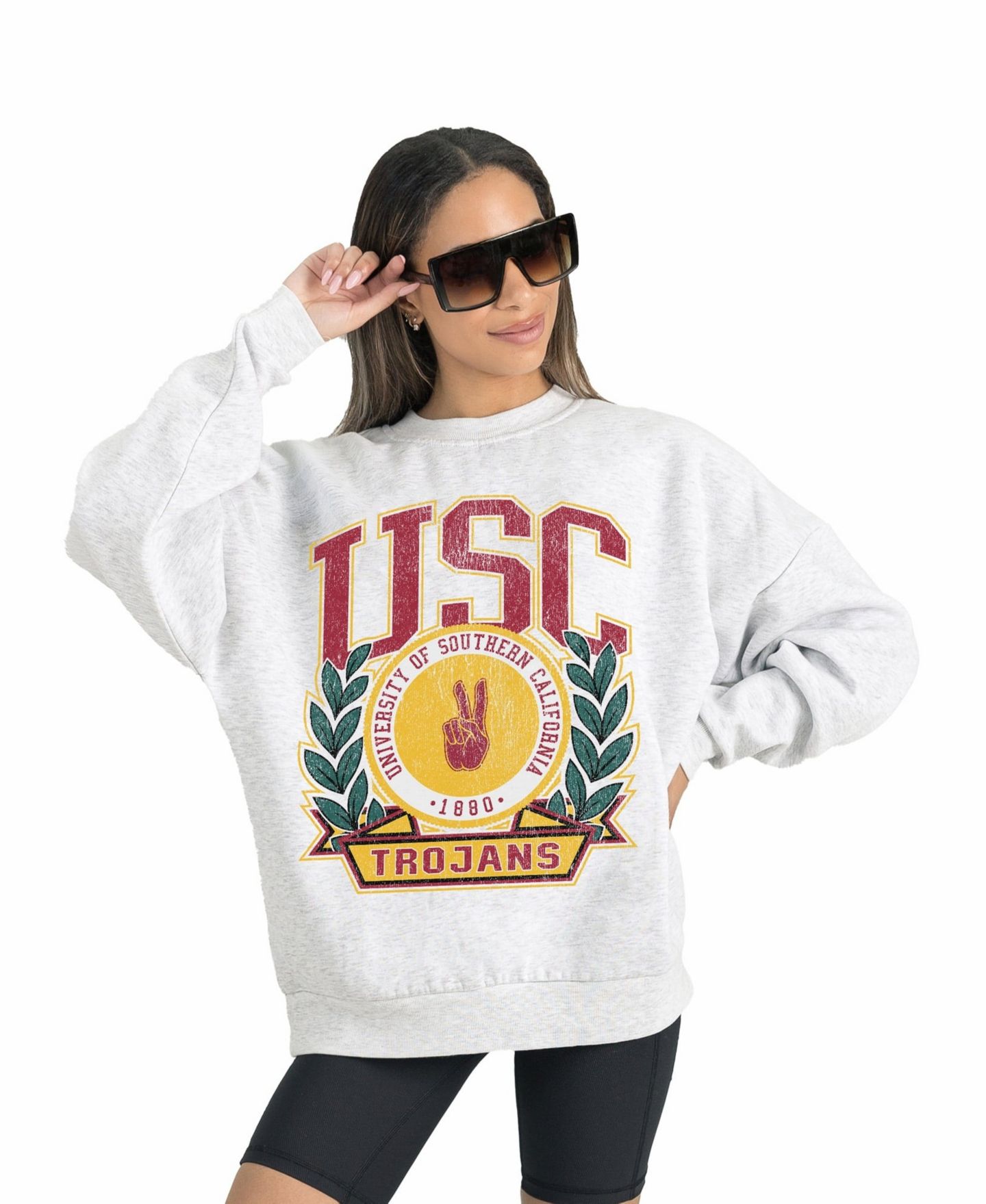 Женская толстовка Gameday Couture Gray USC Trojans Premium Fleece Drop Shoulder Oversized Pullover — фото 3