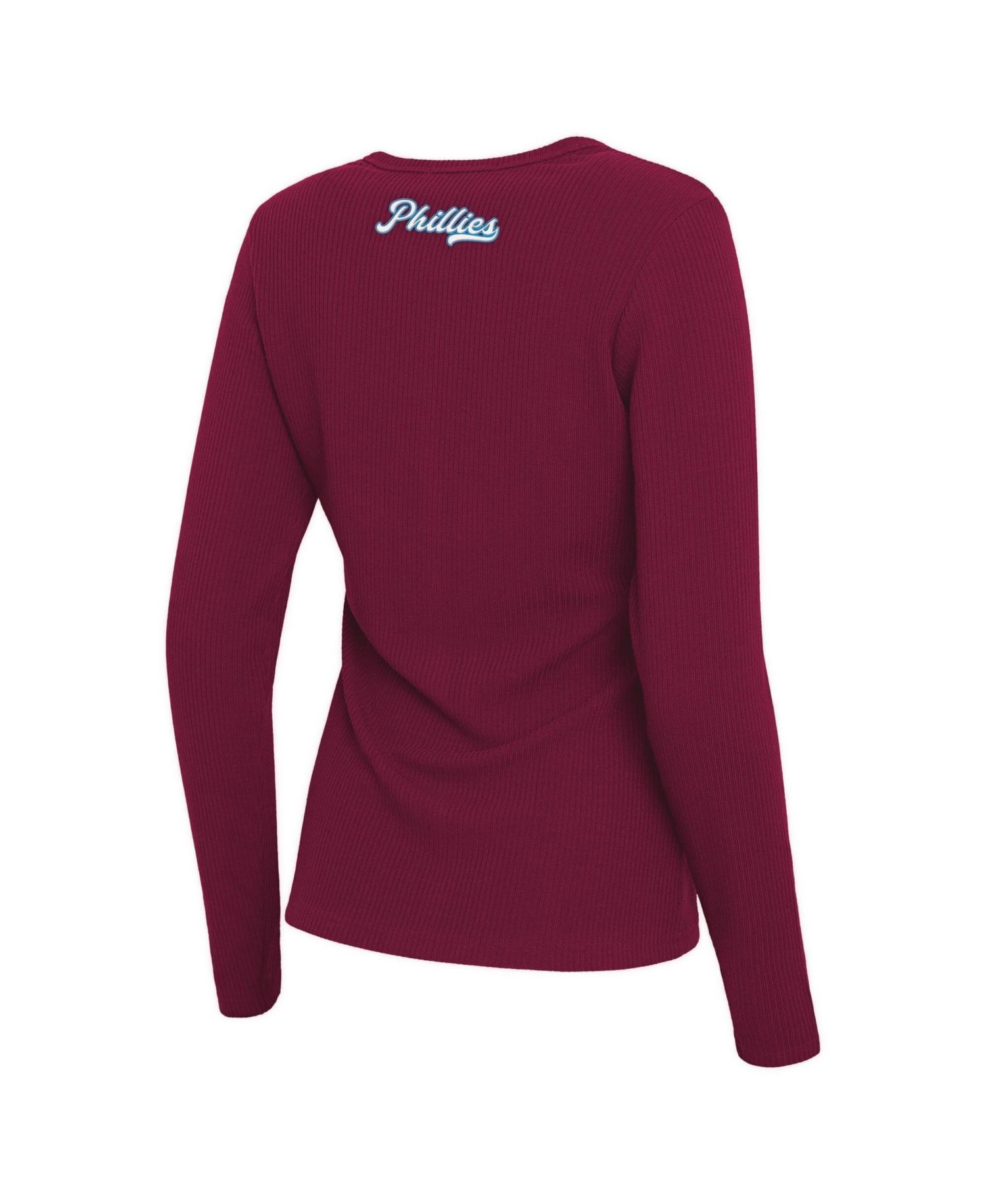 Women's Burgundy Philadelphia Phillies Rib Button-Up Sweater