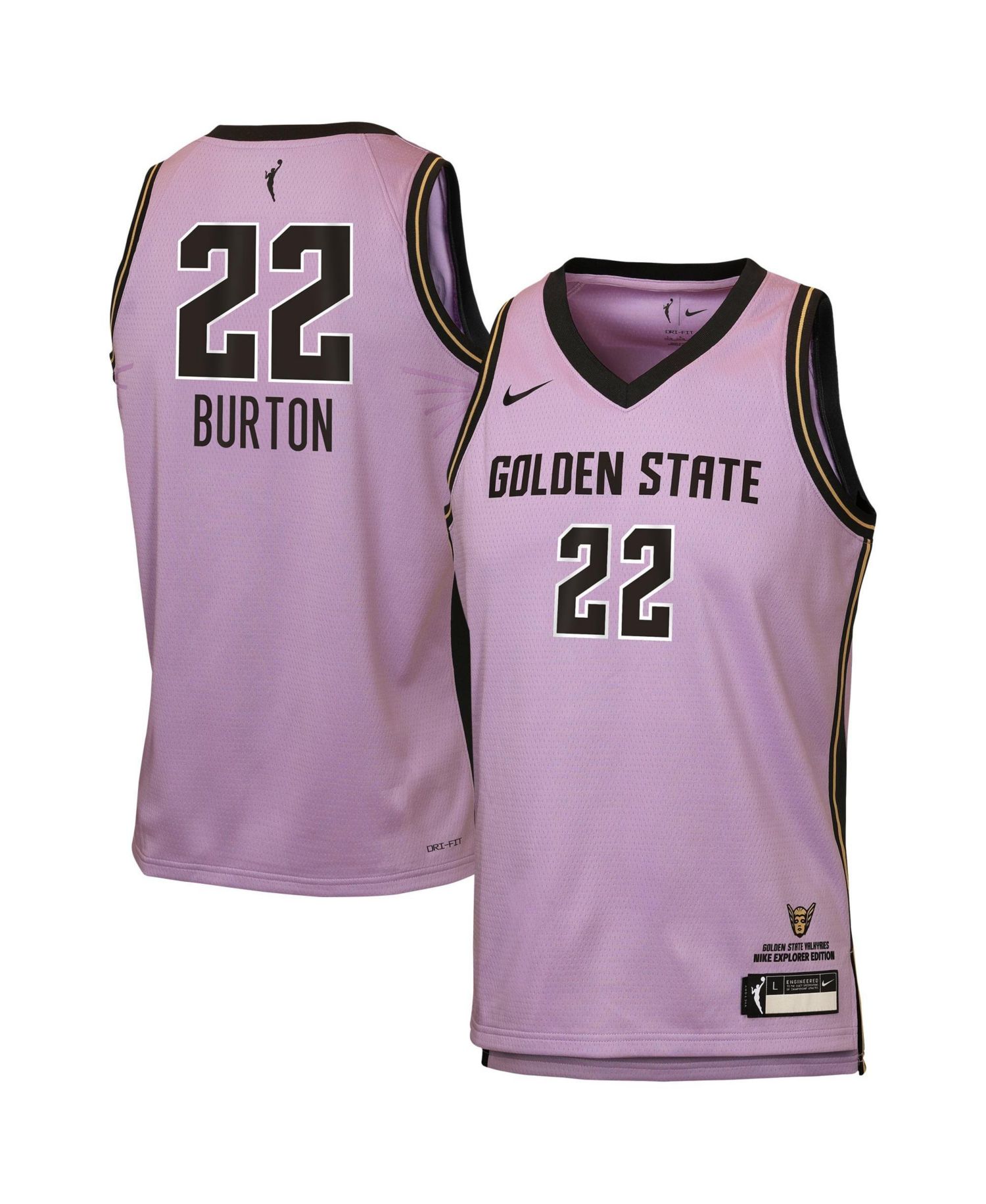 Big Boys and Girls Veronica Burton Violet Golden State Valkyries Victory Player Jersey - Explorer Edition