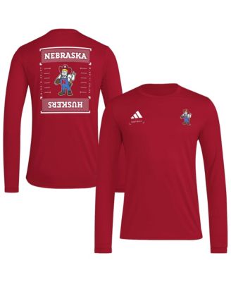 Men's Scarlet Nebraska Huskers Locker Football Icon AEROREADY Pre-Game Long Sleeve T-Shirt