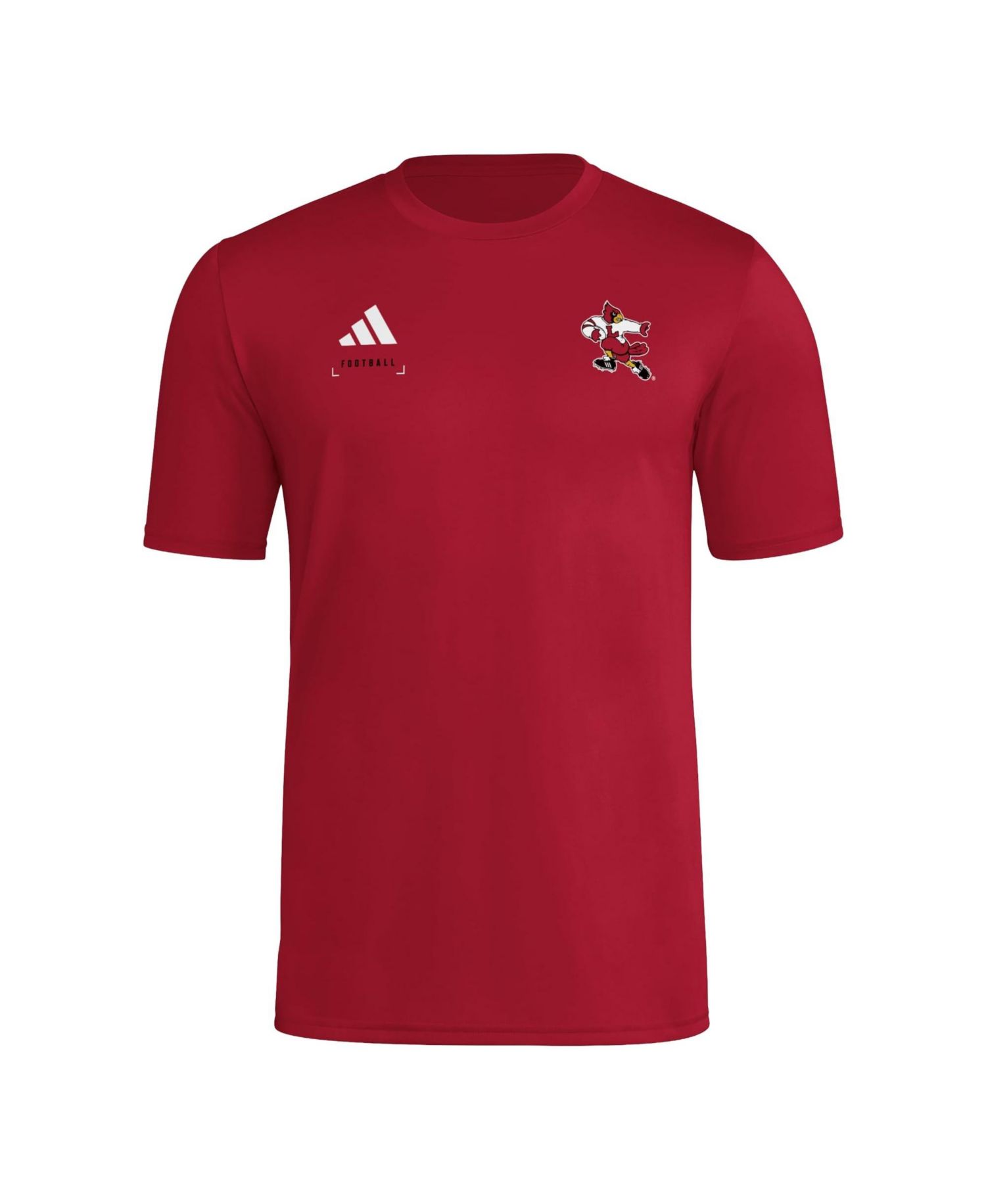 Men's Red Louisville Cardinals Locker Football Icon AEROREADY Pre-Game T-Shirt