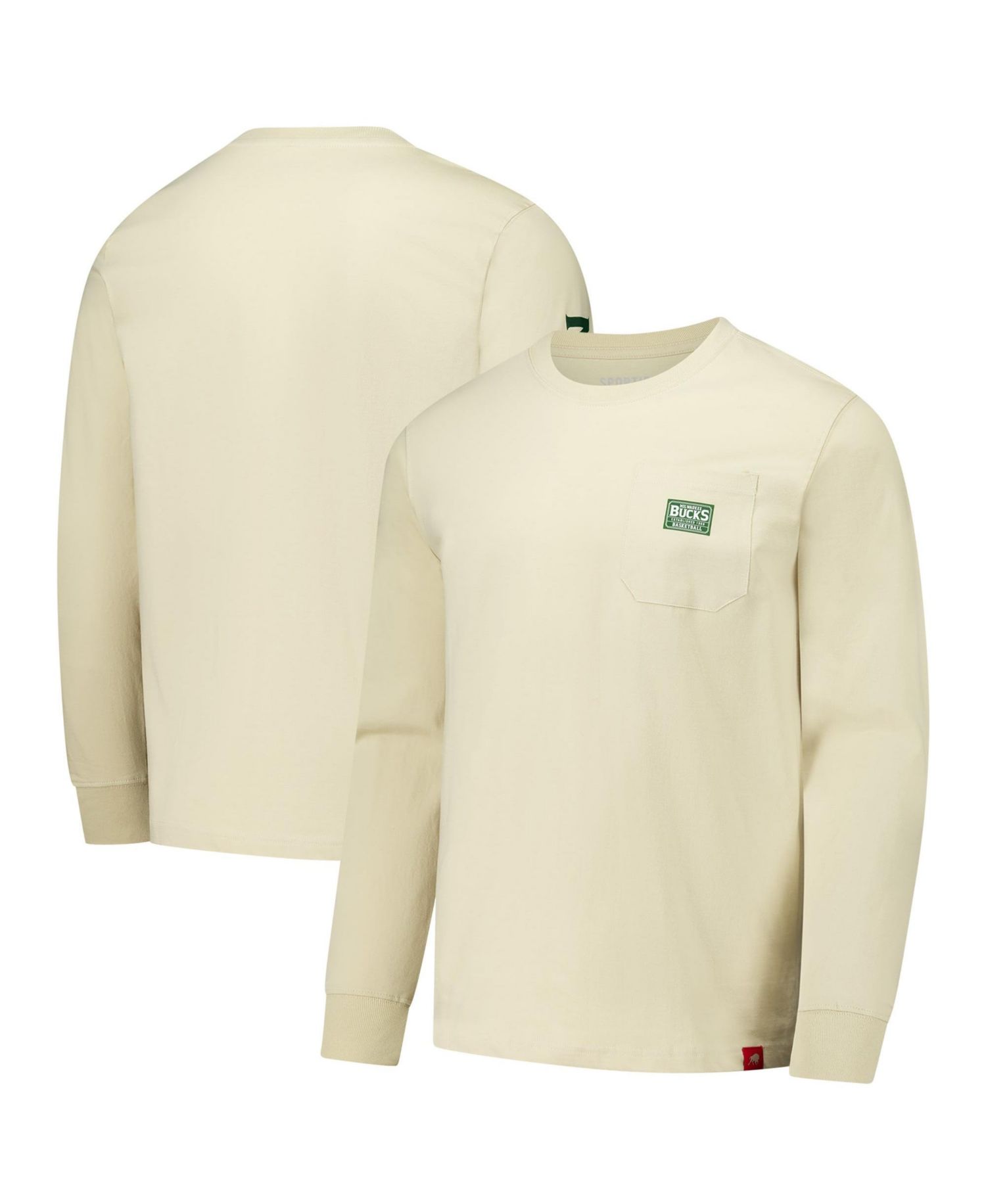 Men's and Women's Cream Milwaukee Bucks Wales Heavyweight Pocket Long Sleeve T-Shirt