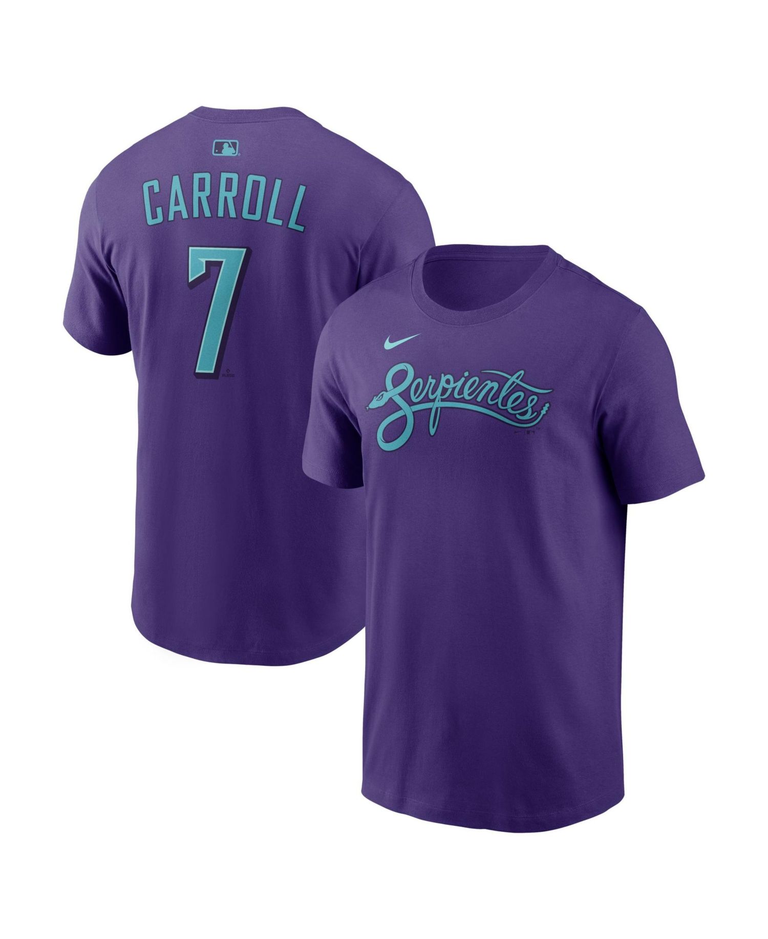 Men's Corbin Carroll Purple Arizona Diamondbacks City Connect Name & Number T-Shirt