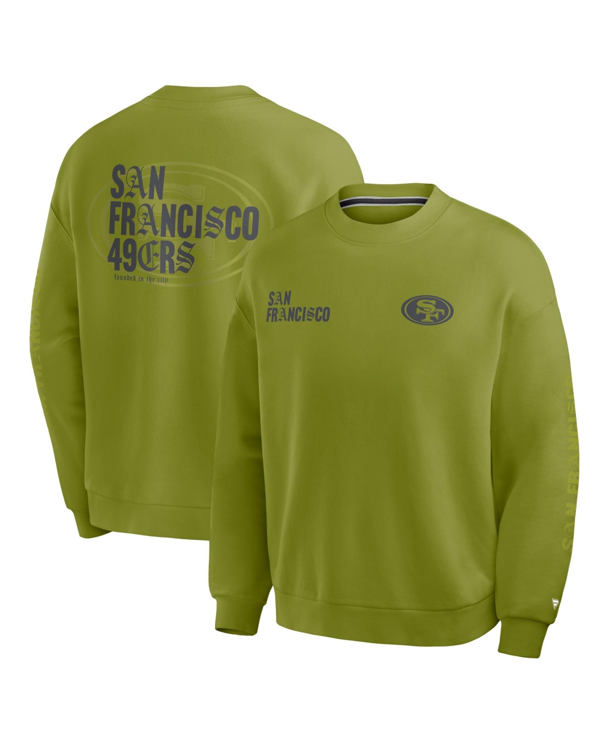 Fanatics Men's San Francisco 49ers Type Play Multi Oversized Screen-Print Graphic Sweatshirt - Green, Tan