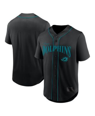 Men's Black Miami Dolphins After Hours Button-Up Baseball T-Shirt