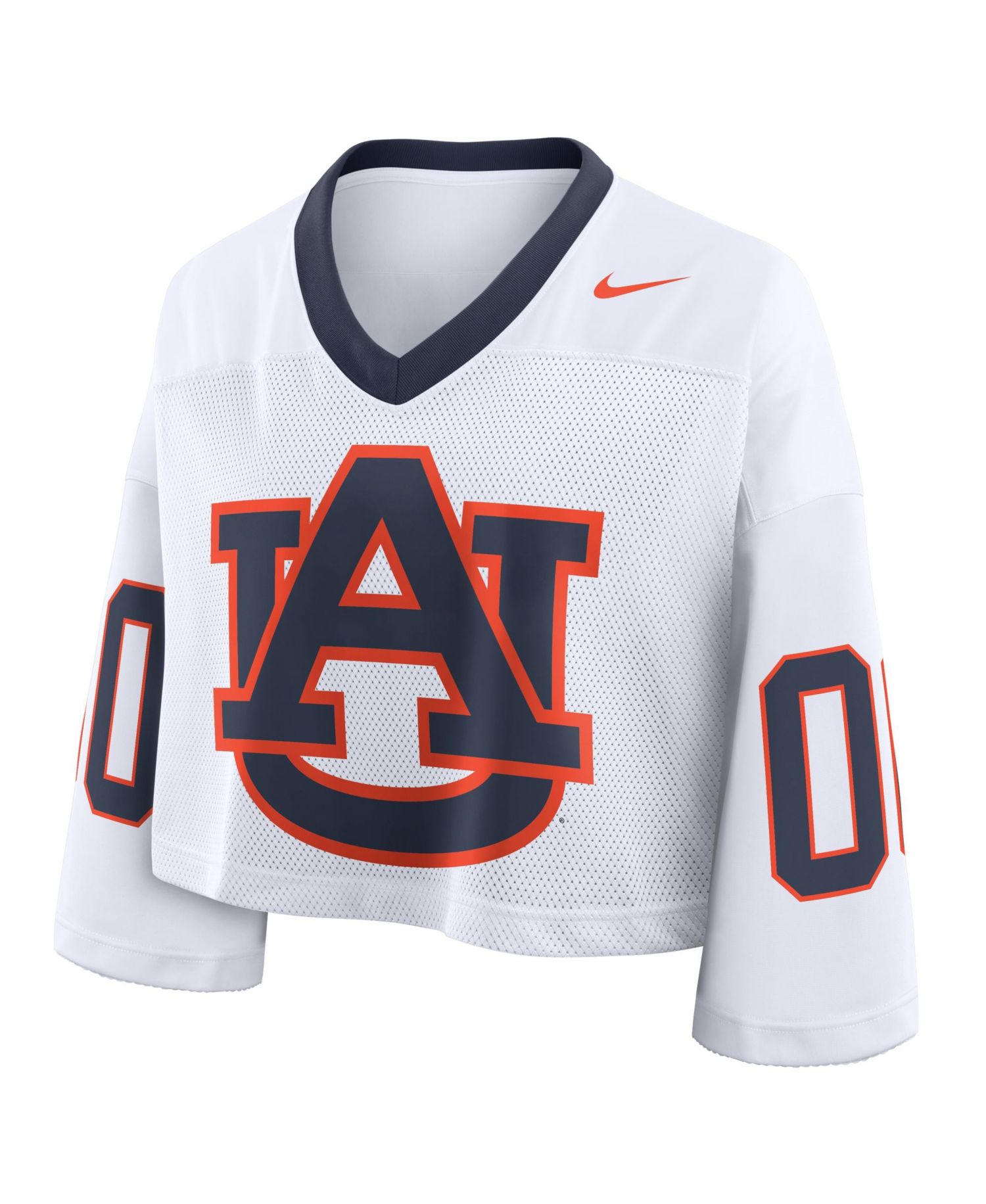 Women's White Auburn Tigers Oversized Logo Cropped Fashion Jersey