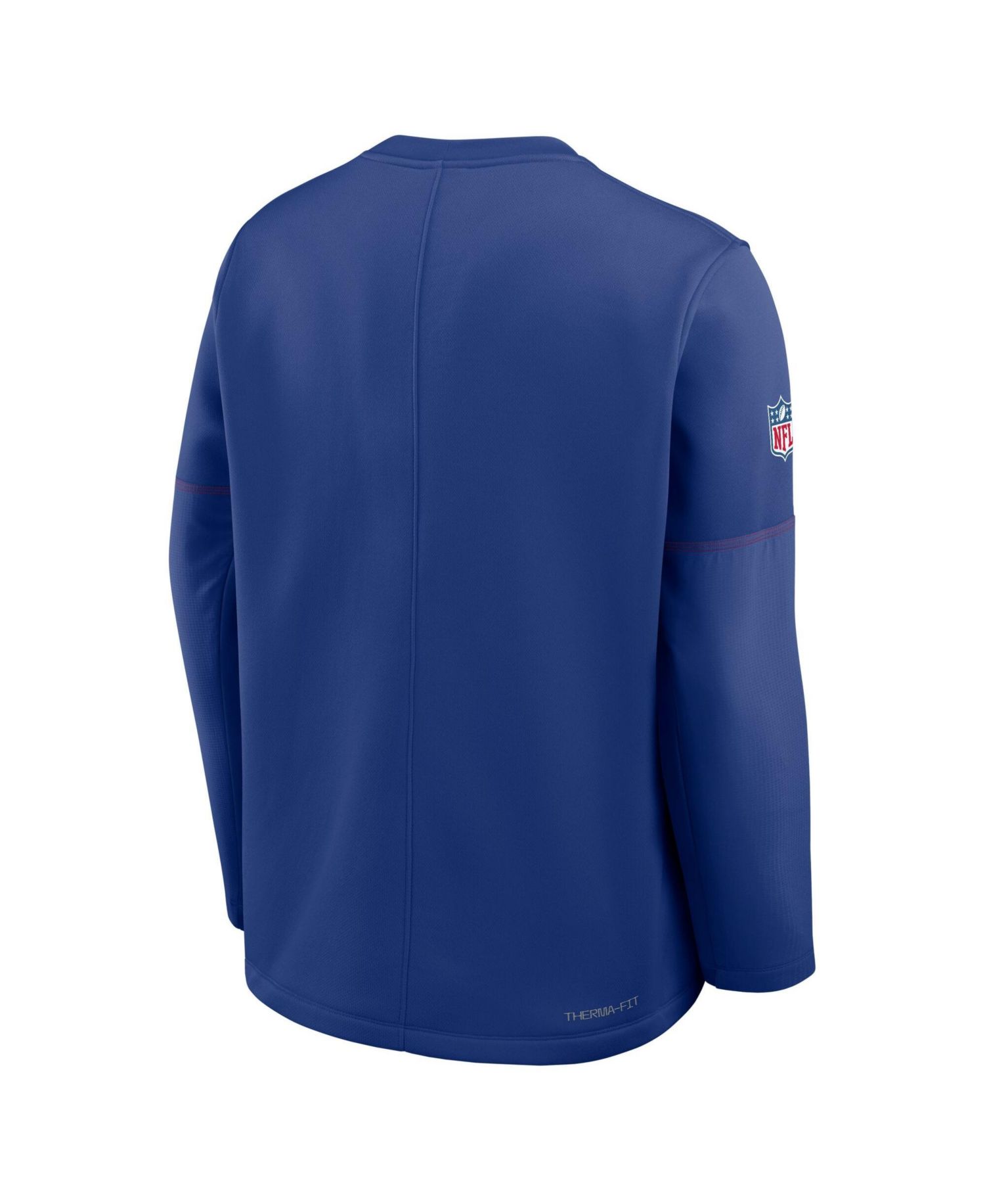 Men's Blue New York Giants Sideline Coaches Team Present Midweight Therma-FIT Sweatshirt