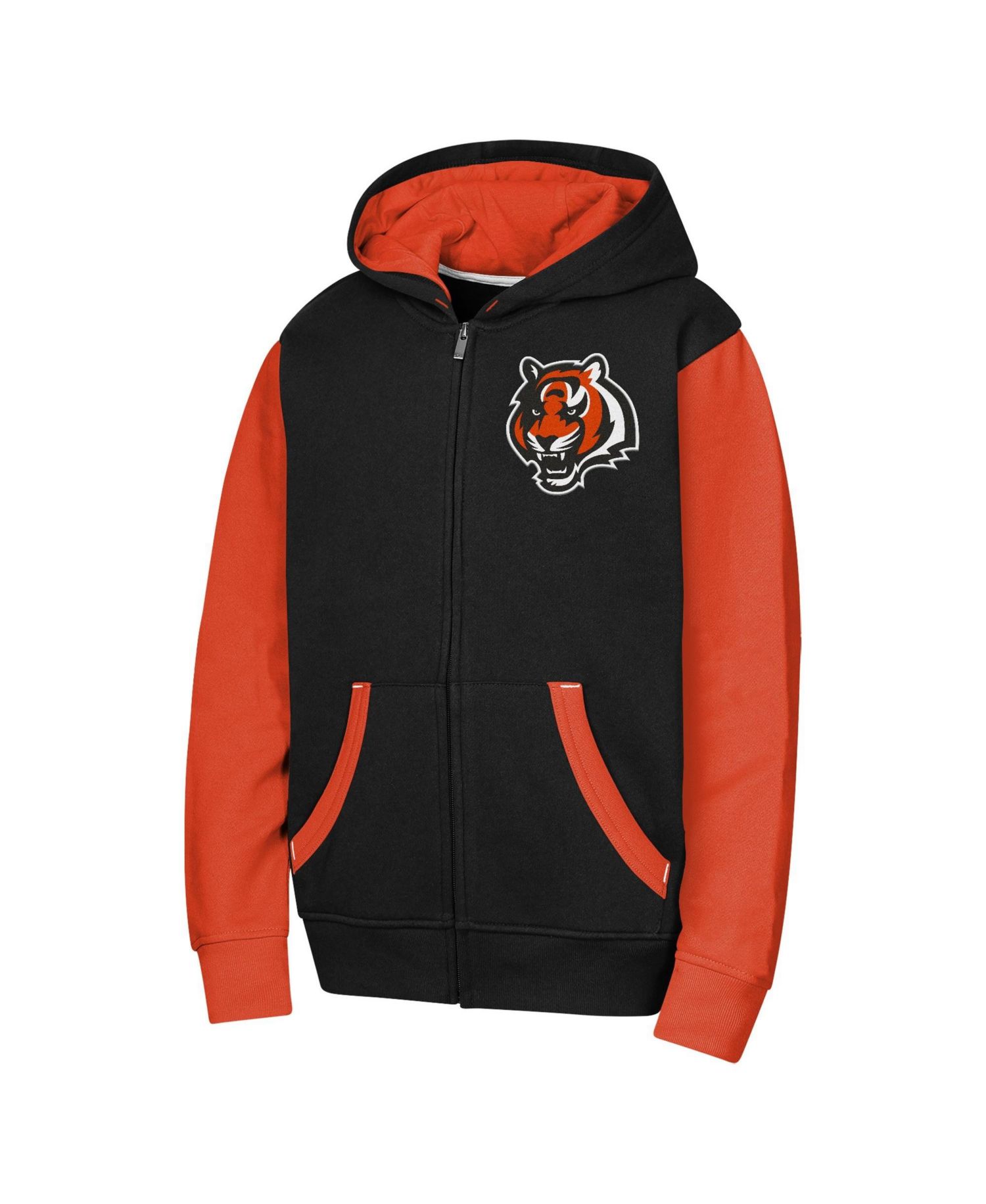 Big Boys and Girls Black Cincinnati Bengals Stadium Color block Full-Zip Hoodie