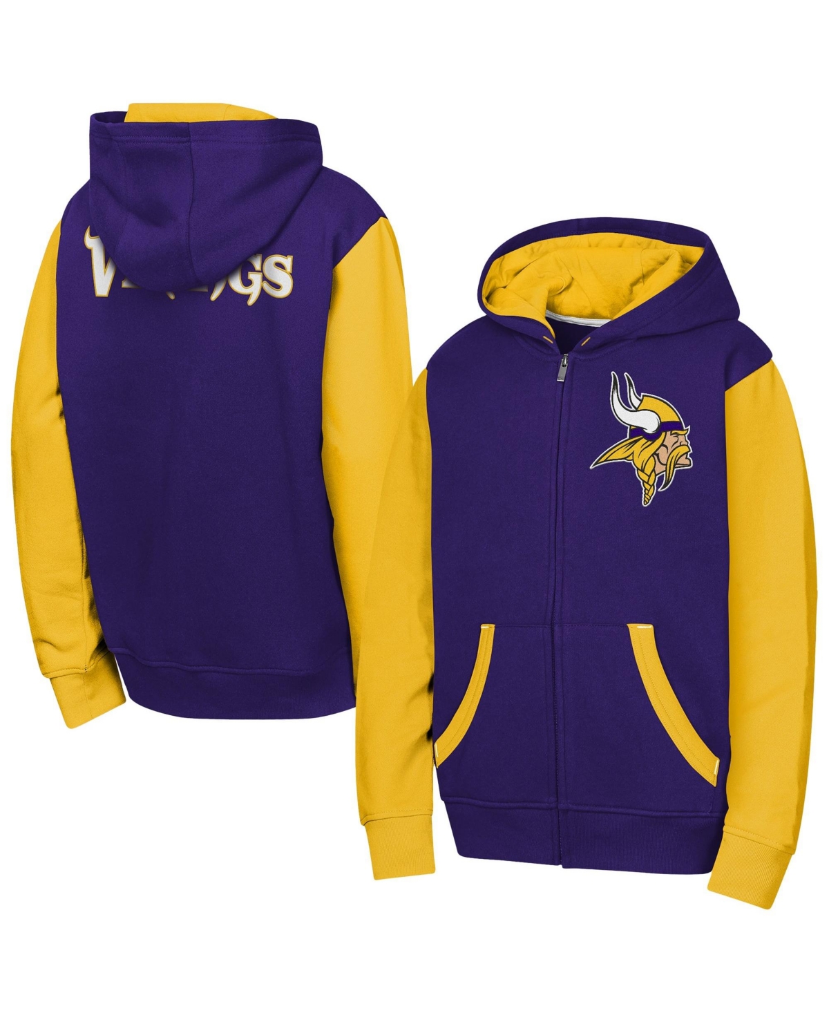 Outerstuff Boys' and Girls' Minnesota Vikings Stadium Color-Block Full-Zip Fleece-Lined Hoodie