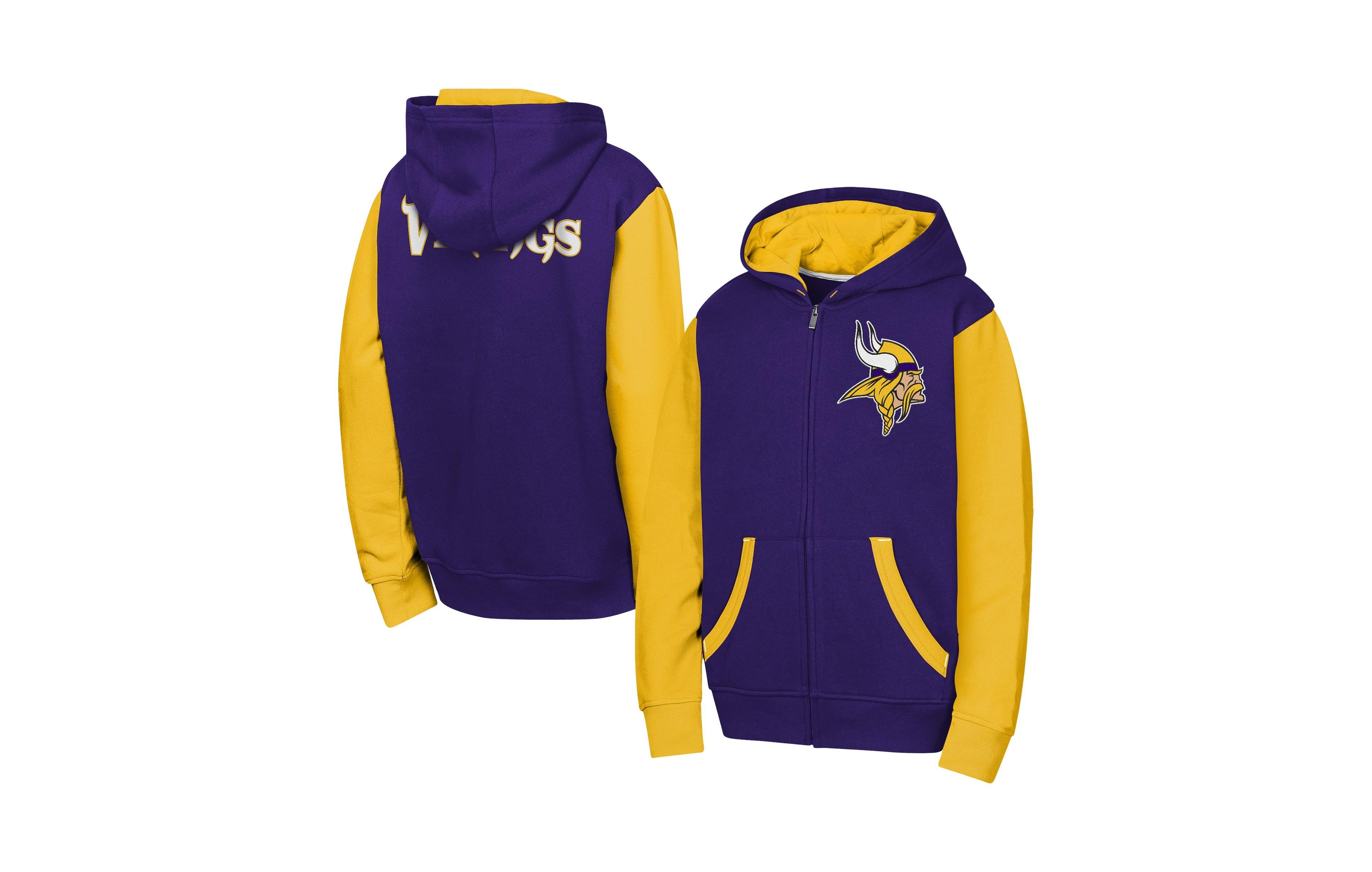 Outerstuff Boys' and Girls' Minnesota Vikings Stadium Color-Block Full-Zip Fleece-Lined Hoodie