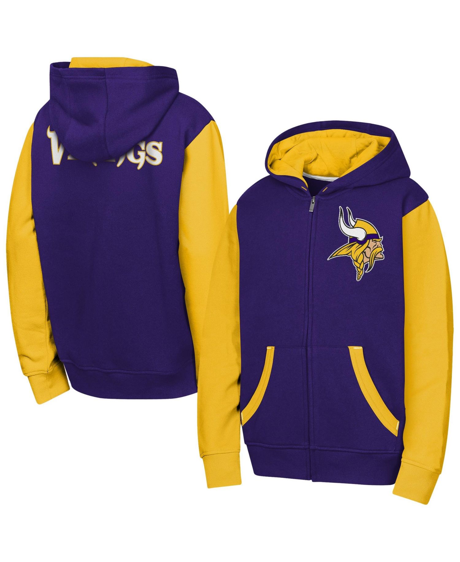 Big Boys and Girls Purple Minnesota Vikings Stadium Color block Full-Zip Hoodie