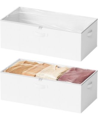 2-Pack 10" High Under Bed Storage Containers with Lids, Large Underbed Organizer Bins for Bedroom, Dorm, Closet Organization