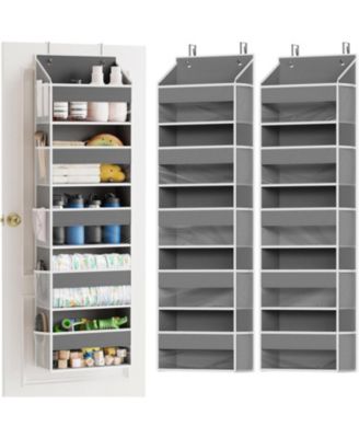 Over the Door Organizer, 5-Layer Hanging Storage with Clear Window and 10 Mesh Side Pockets, 2 Pack