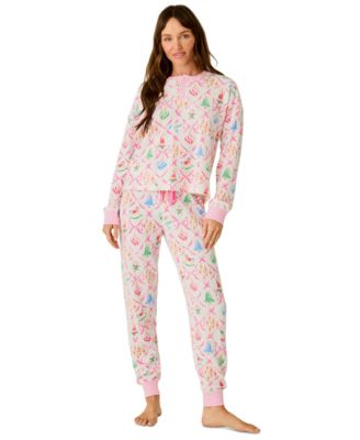 Women's Ski Jammie Henley Long-Sleeve Top and Pants, 2-Piece Set