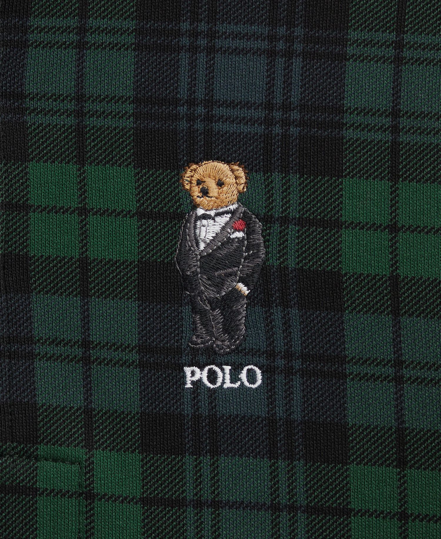 Boys' 8-20 Polo Bear Plaid Rugby Cotton-Blend Sweatshirt