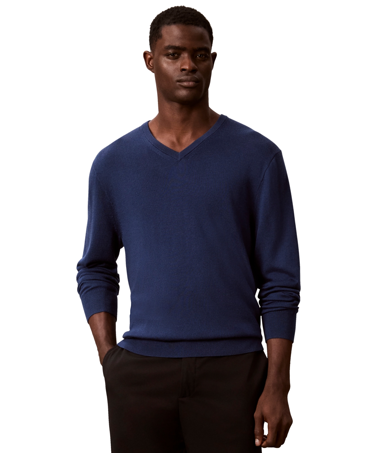 Calvin Klein Men's Merino Wool Classic-Fit V-Neck Sweater - Insignia Blue