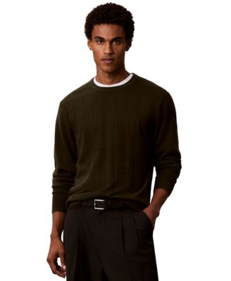 Men's Merino Grid Lightweight Crewneck Sweater