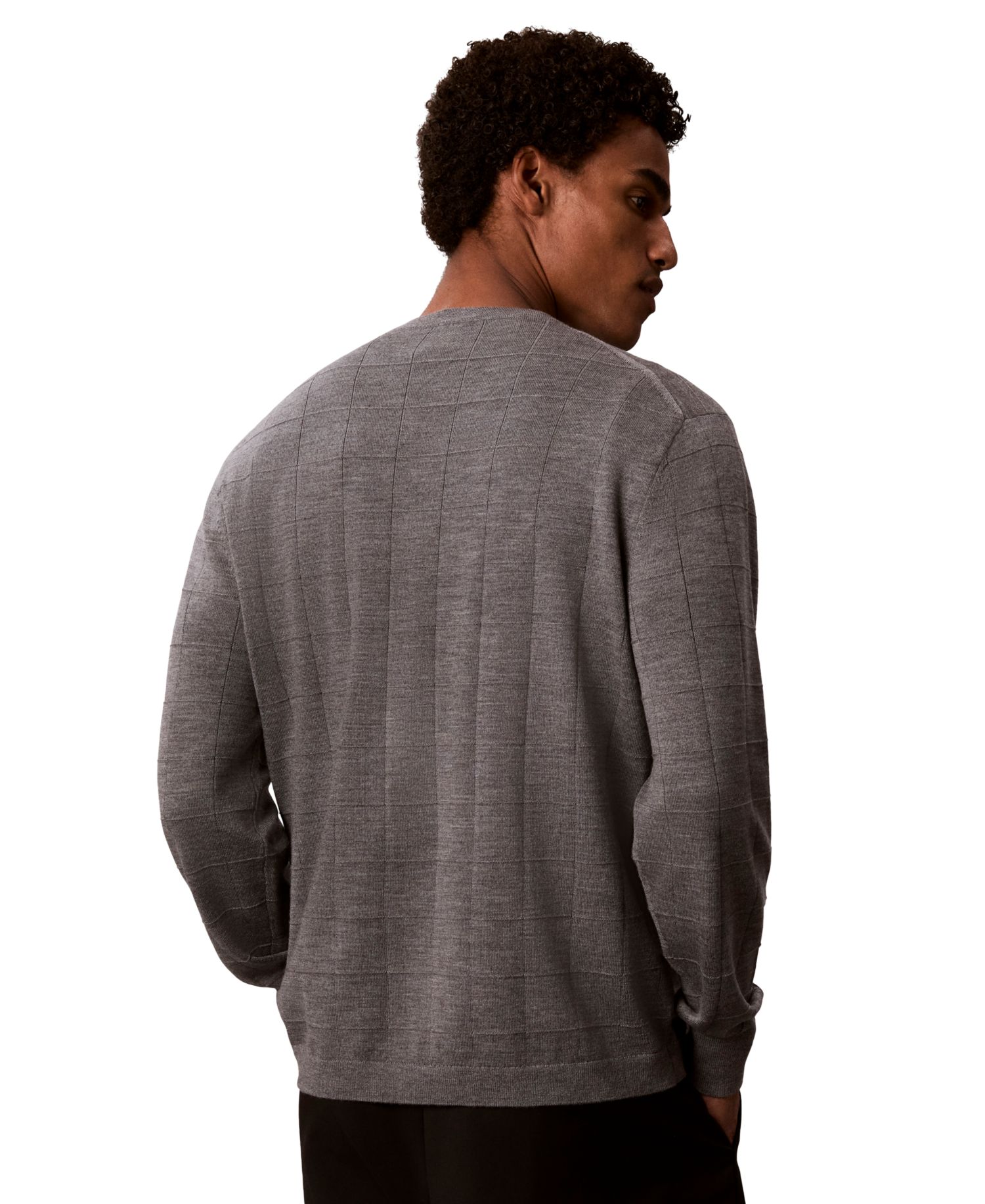 Men's Merino Grid Lightweight Crewneck Sweater