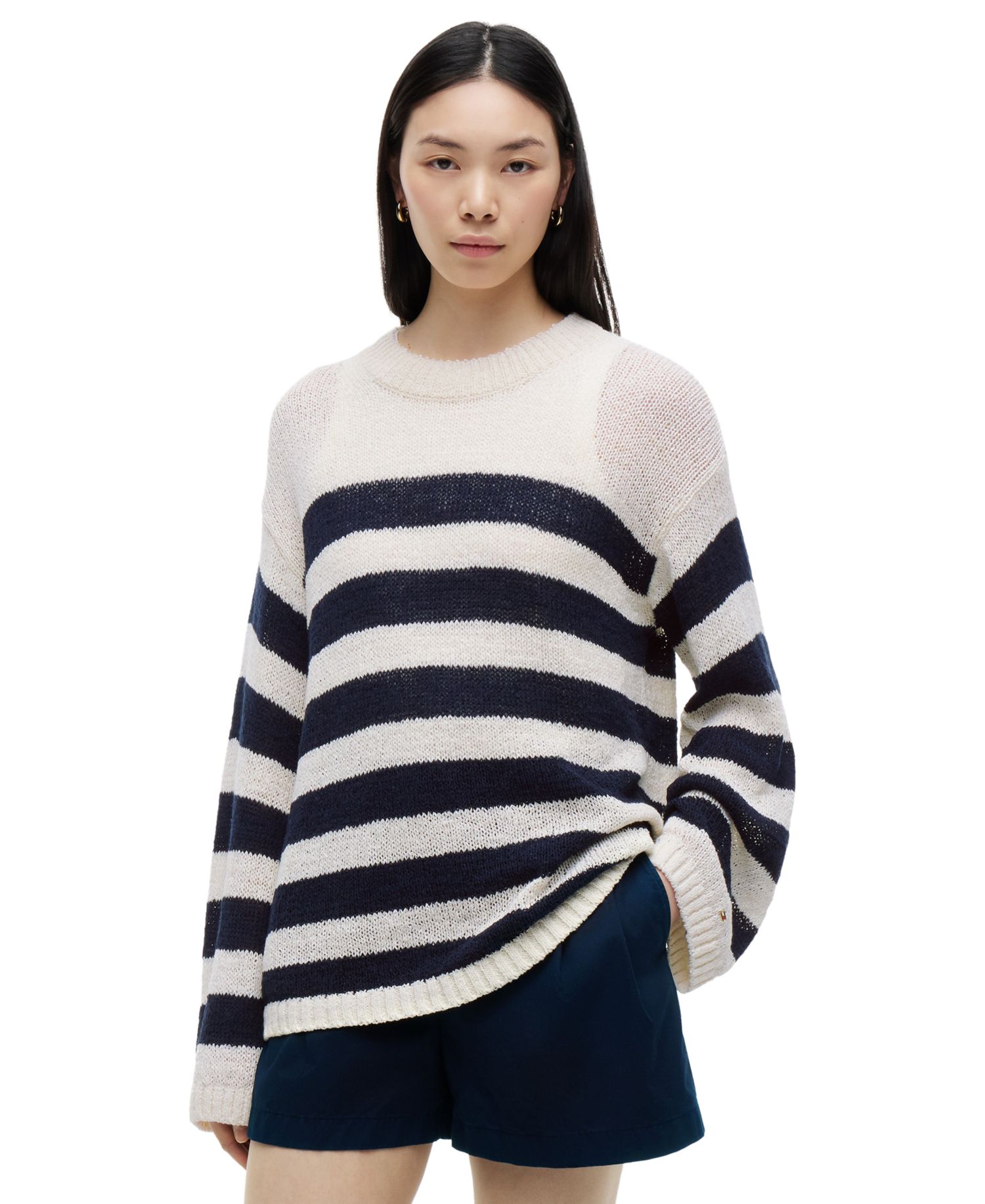 Women's Cotton Nautical Stripe Sweater