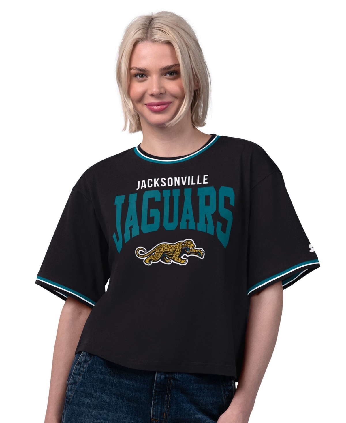 Starter Women's Black Jacksonville Jaguars Vintage Ace Cropped T-Shirt - Black
