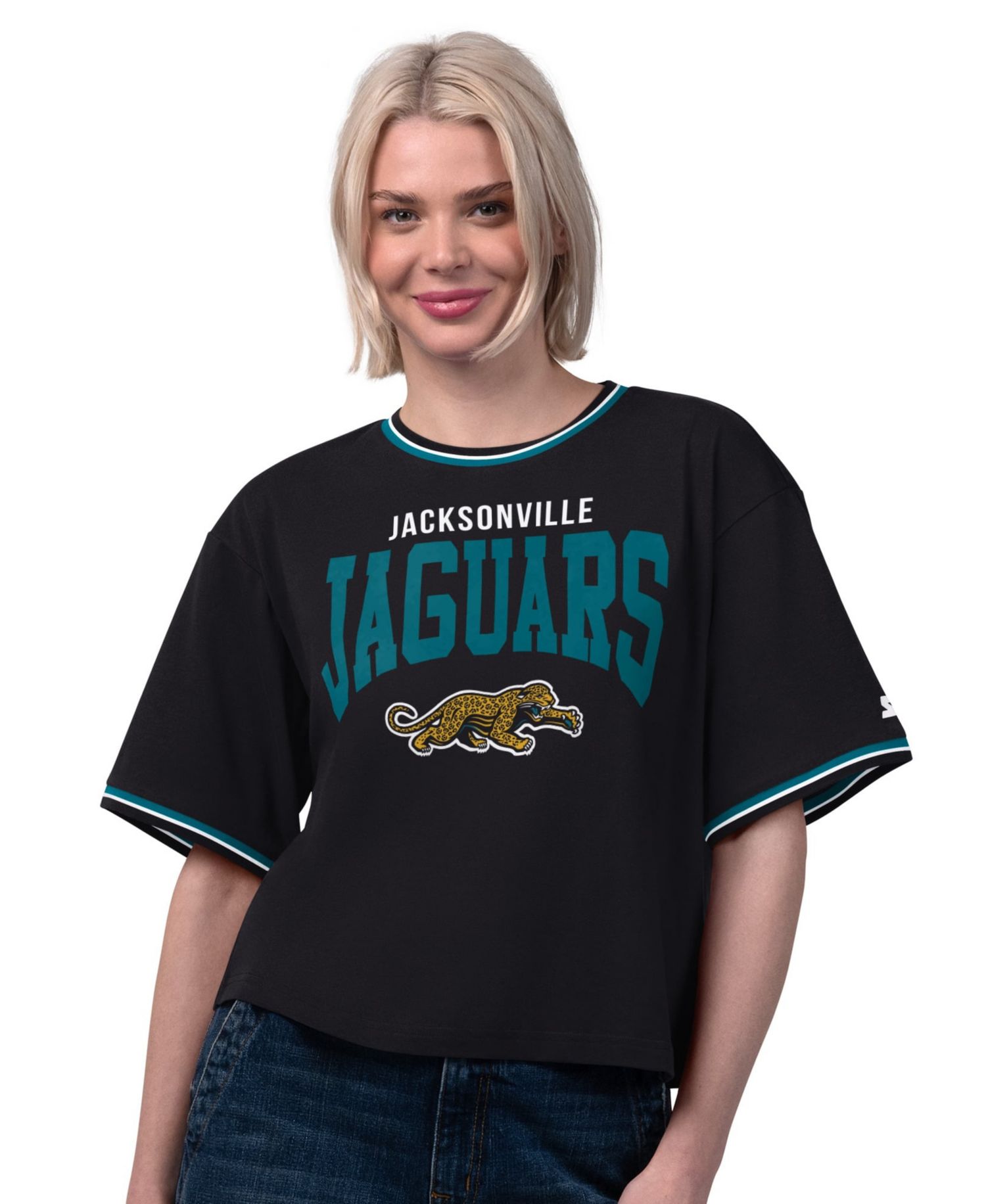 Women's Black Jacksonville Jaguars Vintage Ace Cropped T-Shirt