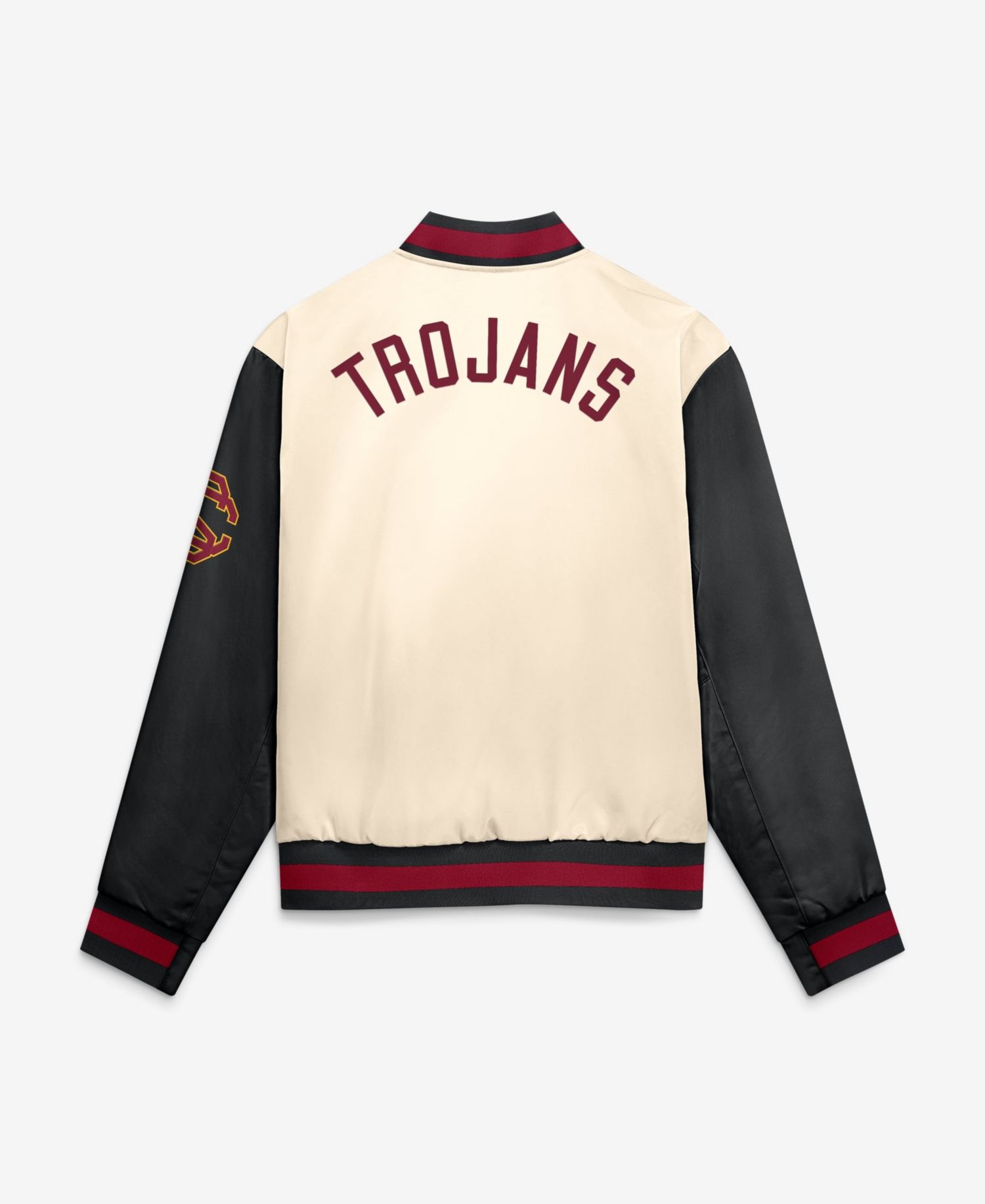 Men's Natural/Black USC Trojans Legacy Full-Snap Bomber Jacket