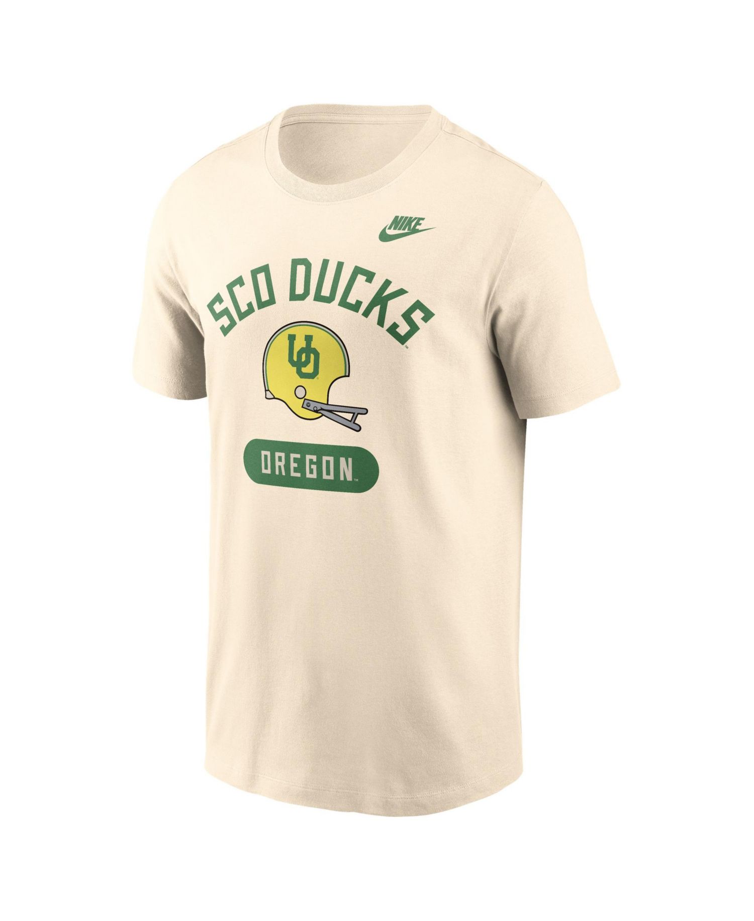 Men's Natural Oregon Ducks Legacy Arch Helmet T-Shirt