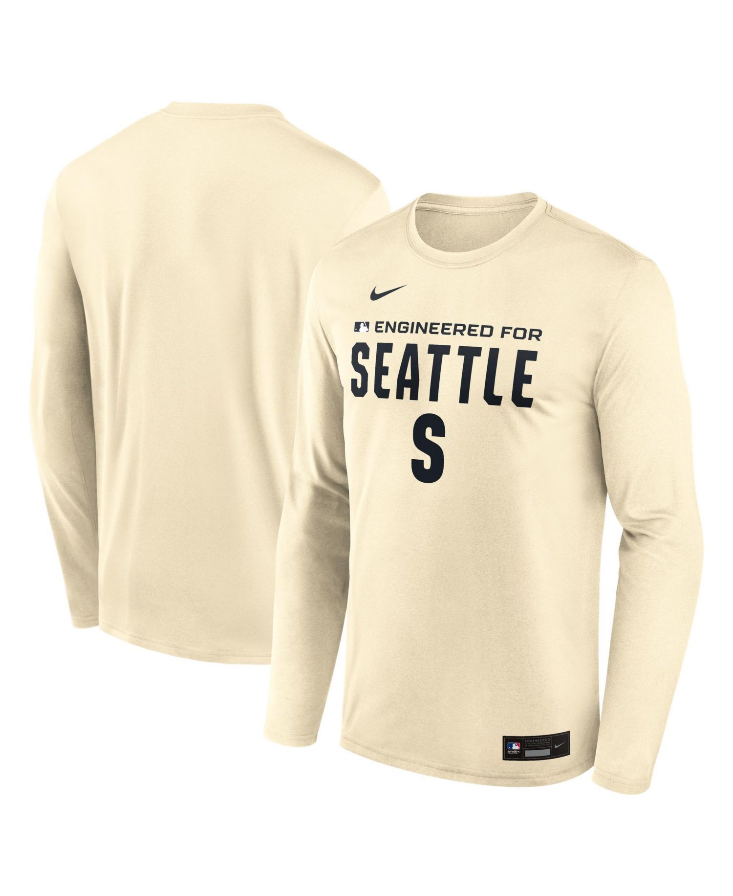 Men's Cream Seattle Mariners Authentic Collection Legend Dri-FIT Long Sleeve T-Shirt