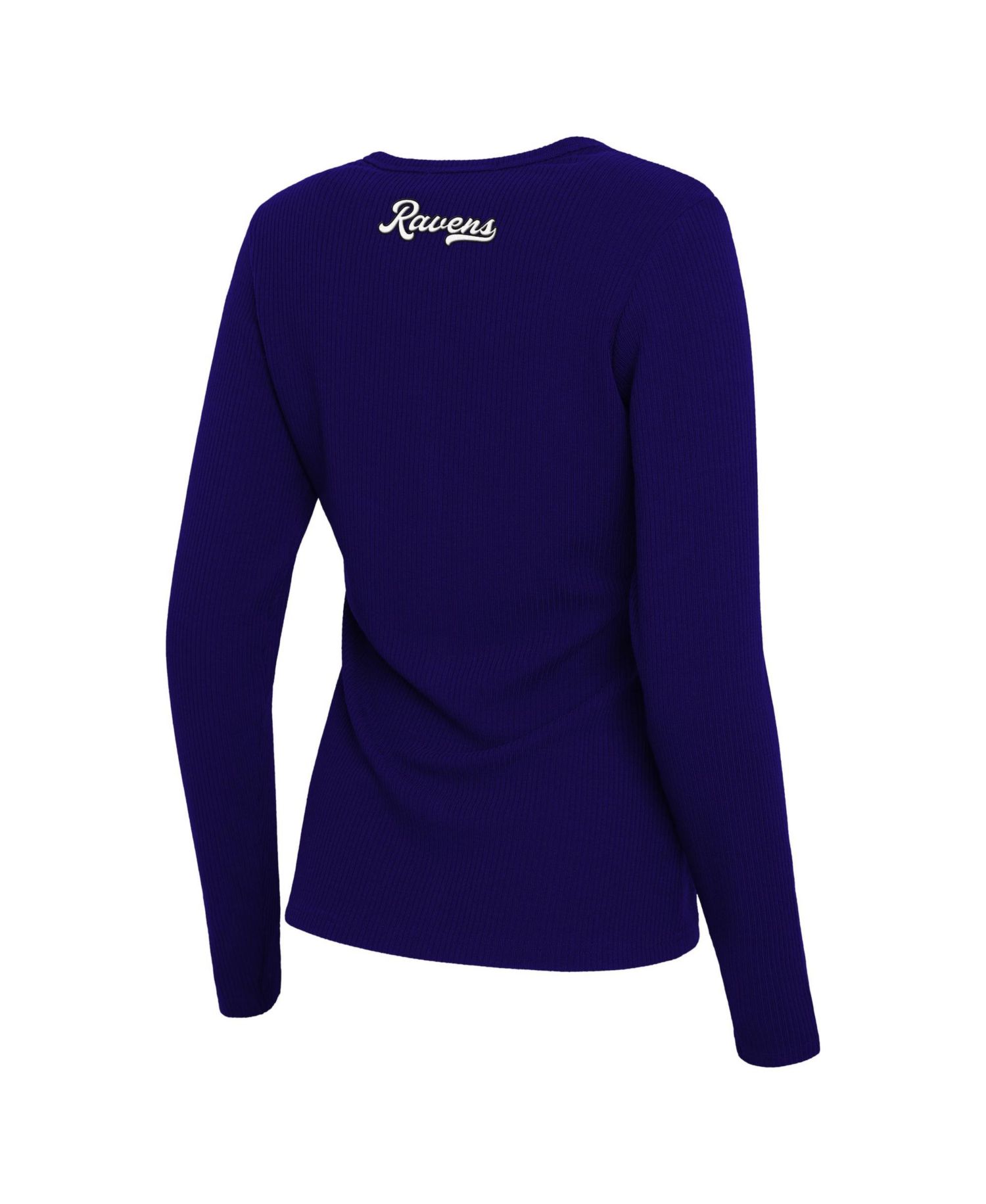 Women's Purple Baltimore Ravens Ribbed Full-Button Cardigan Sweater