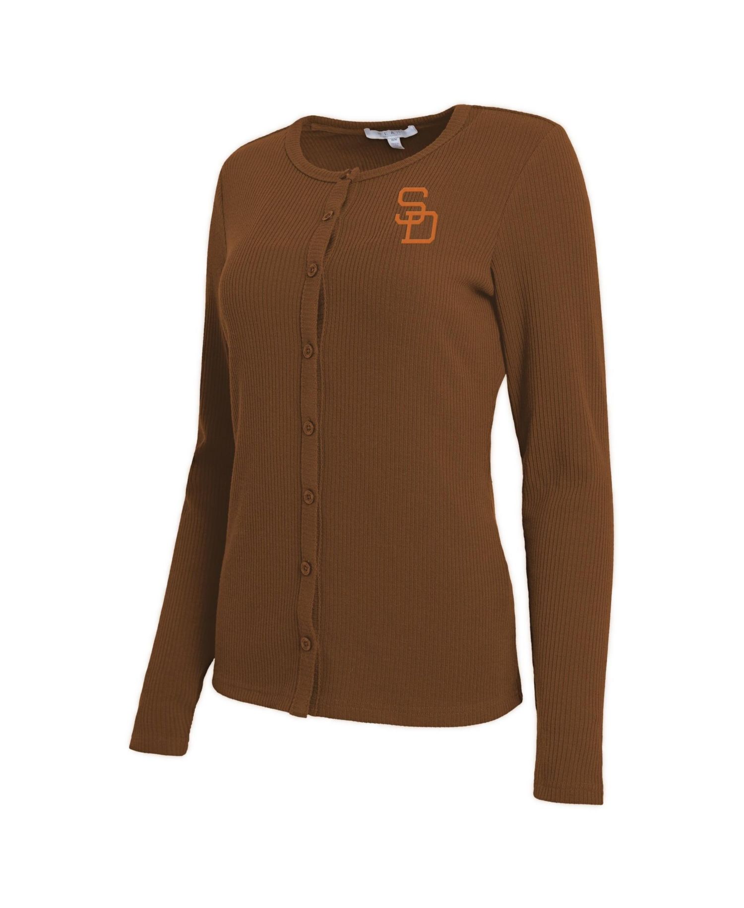 Women's Brown San Diego Padres Rib Button-Up Sweater