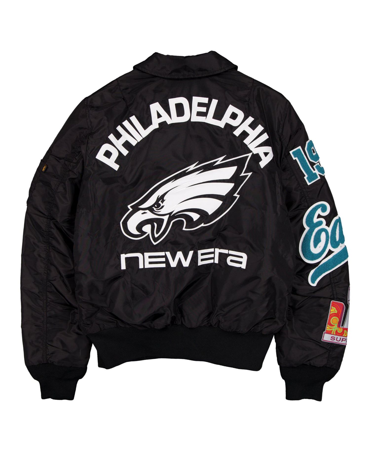 Men's Black Philadelphia Eagles MA-1 Full-Zip Bomber Jacket