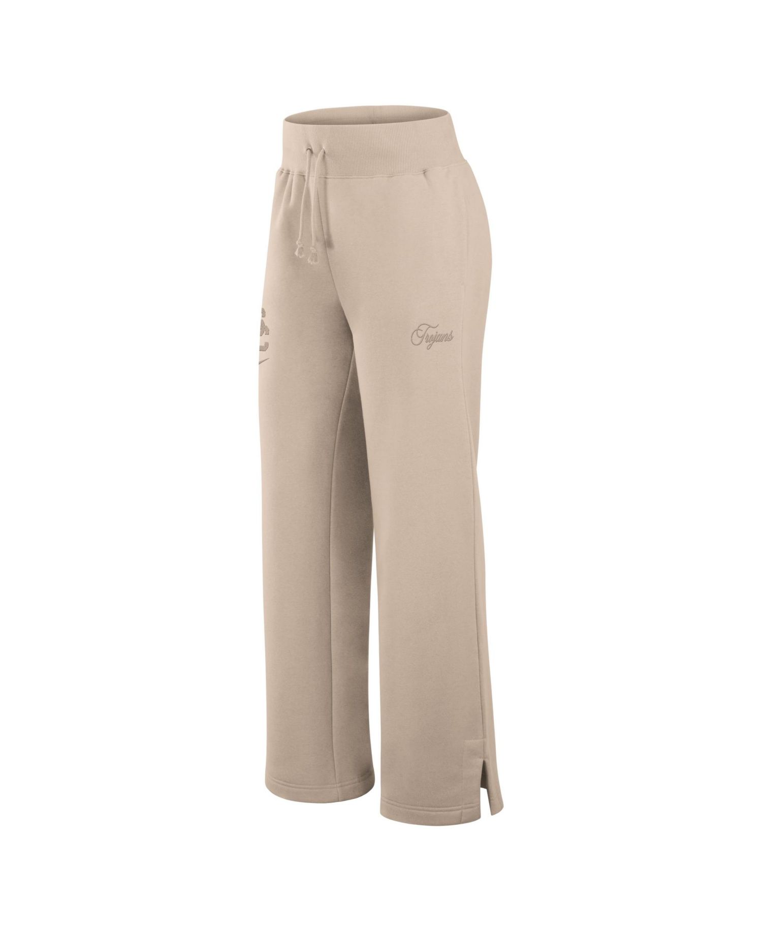 Women's Tan USC Trojans Neutral Stance Collection Phoenix Fleece Wide-Leg Sweatpants