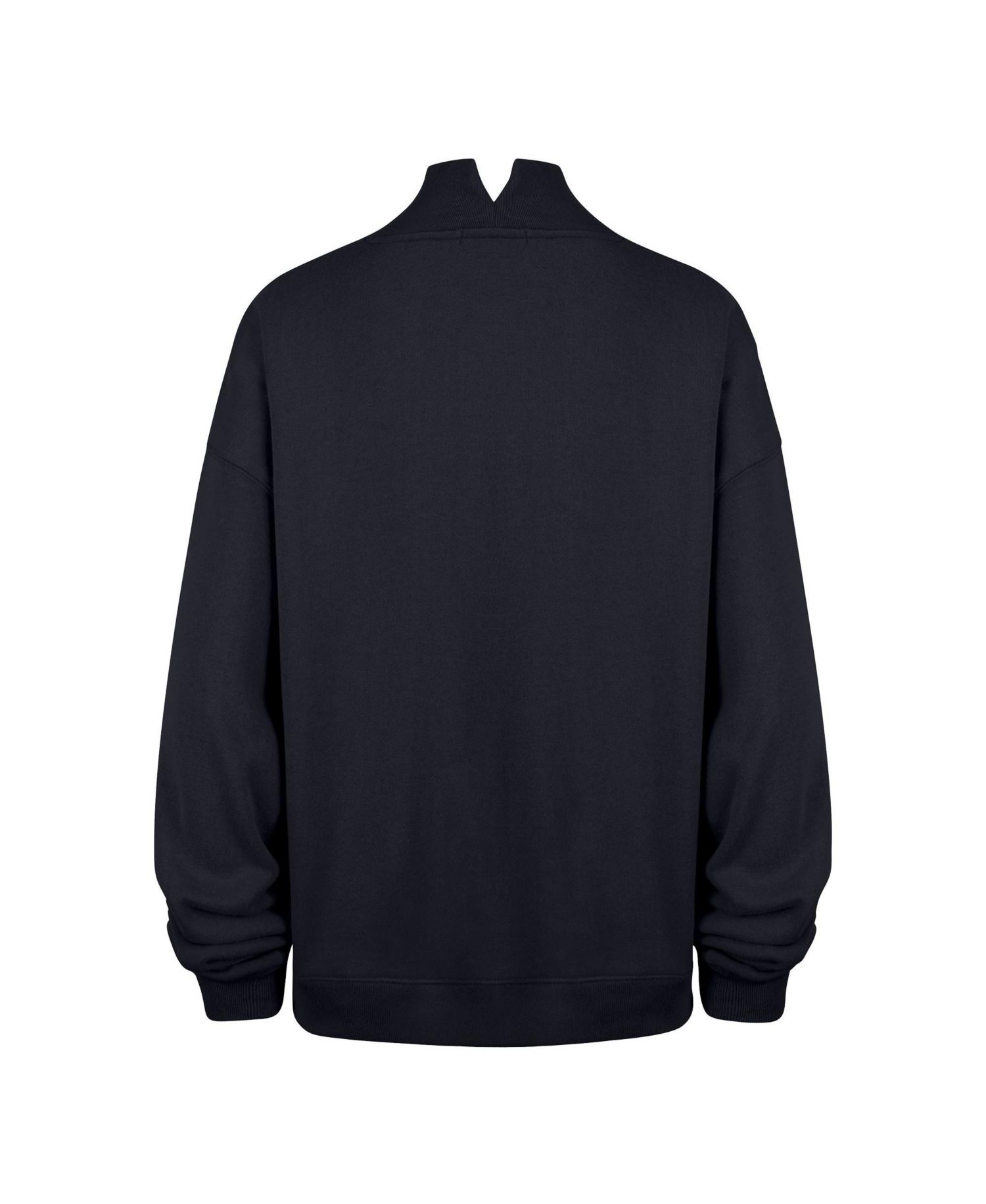 47 Brand Women's Navy Atlanta Braves Oversized Vantage Mock Neck Sweatshirt