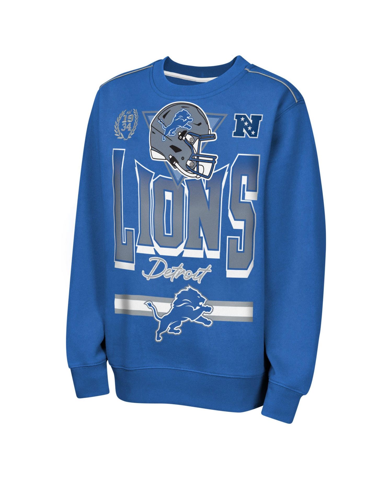 Big Boys and Girls Blue Detroit Lions Run Gun Fleece Sweatshirt