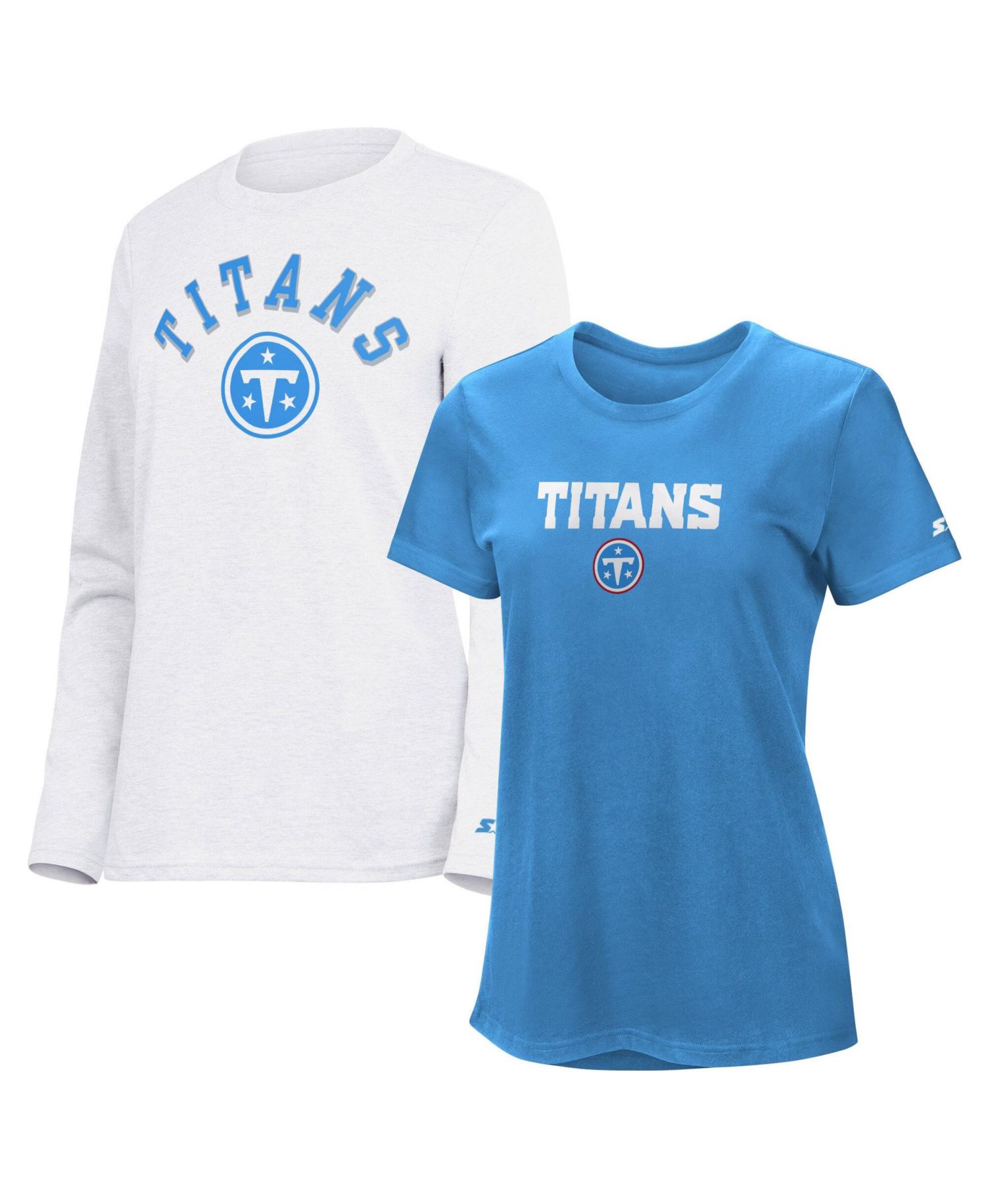 Women's Light Blue/Ash Tennessee Titans Short Sleeve Long Sleeve T-Shirt Combo Pack