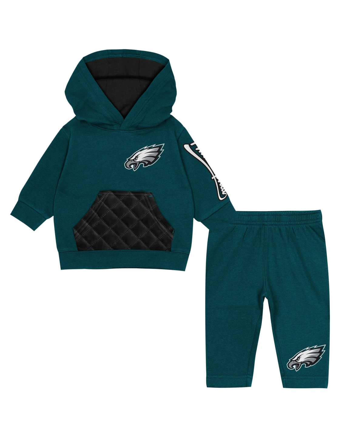 Outerstuff Babies' Toddler Midnight Green Philadelphia Eagles Drive Stopper Hoodie Pants Fleece Set