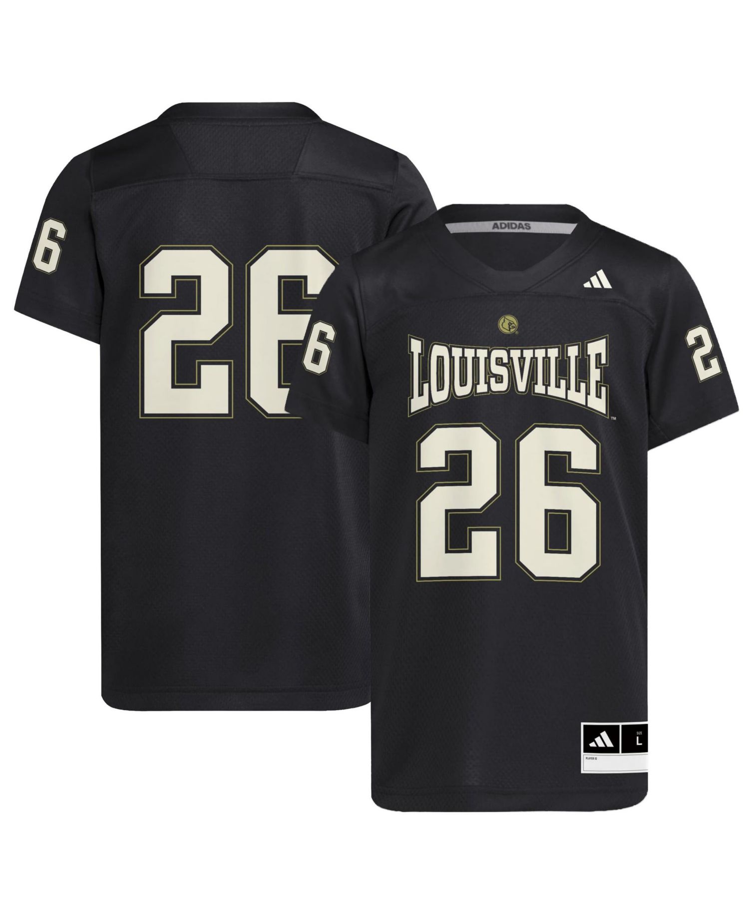 Big Boys and Girls 26 Black Louisville Cardinals For the Ville Strategy Football Jersey