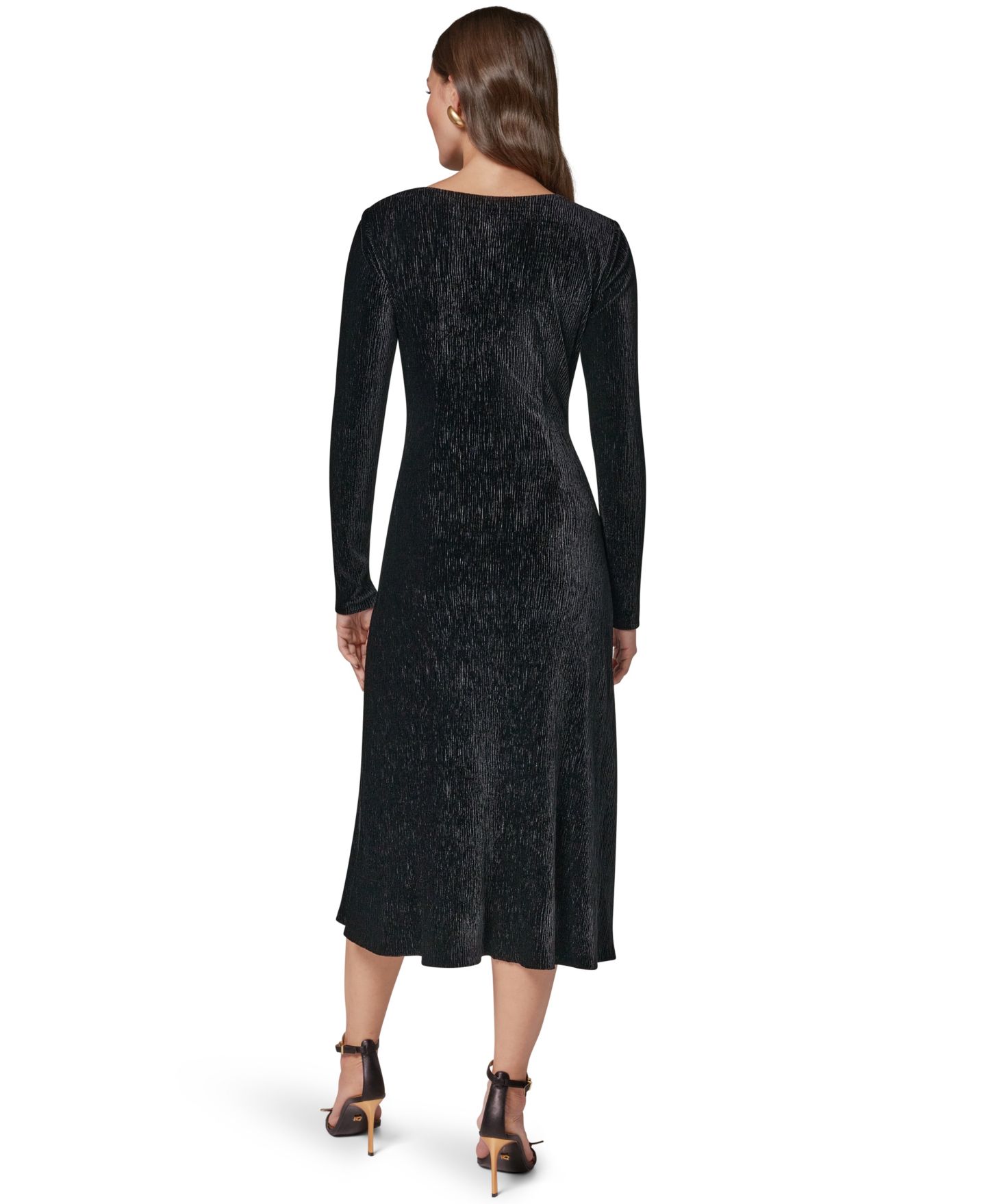 Женское бархатное платье Donna Karan New York А-силуэта с воротником-хомутом, цвет: Чёрный — фото 7
