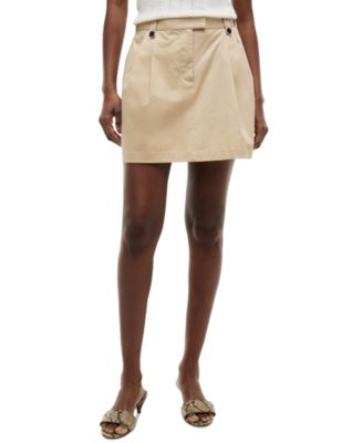 Women's Cotton Chino Pleated Mini Skirt