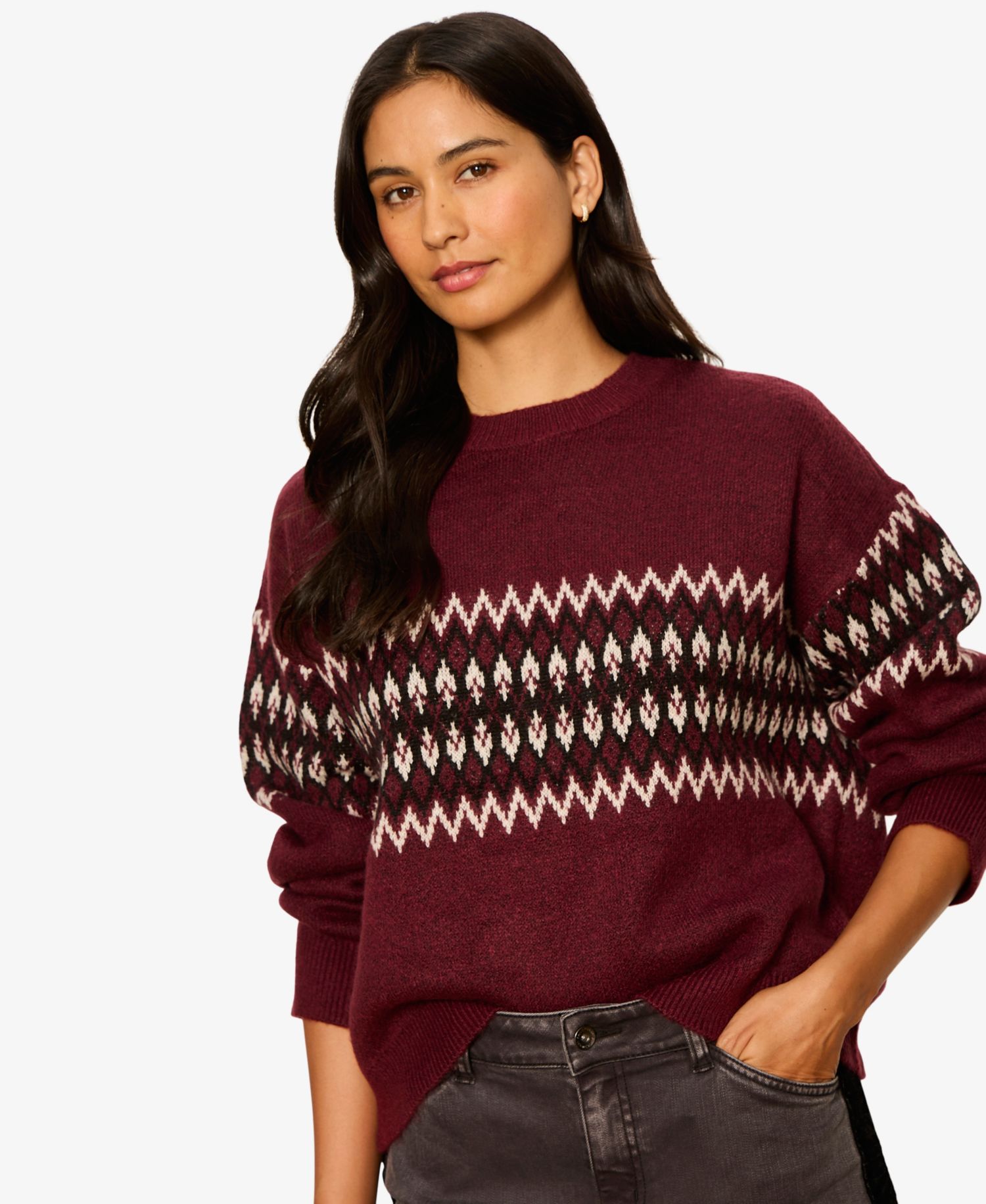 Women's Argyle Crew Long-Sleeve Pullover