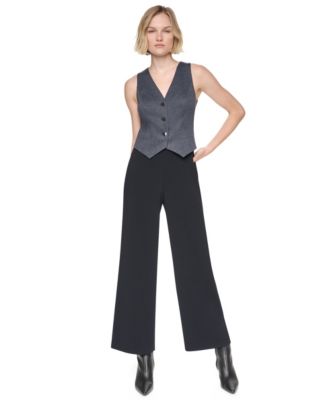 Women's Sleeveless Vest V-Neck Wide-Leg Jumpsuit