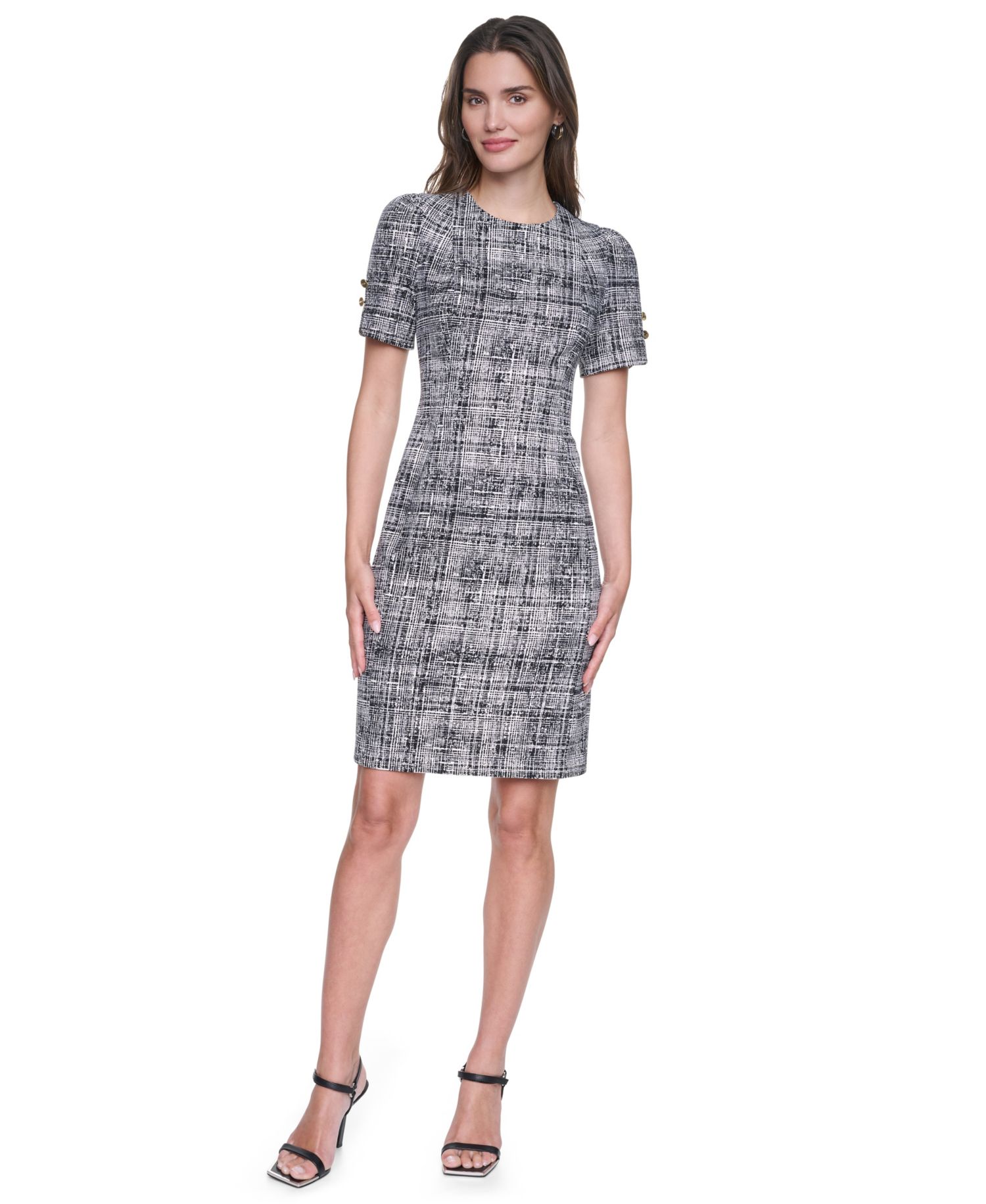 Women's Knee-Length Short-Sleeve Scuba Crepe Dress