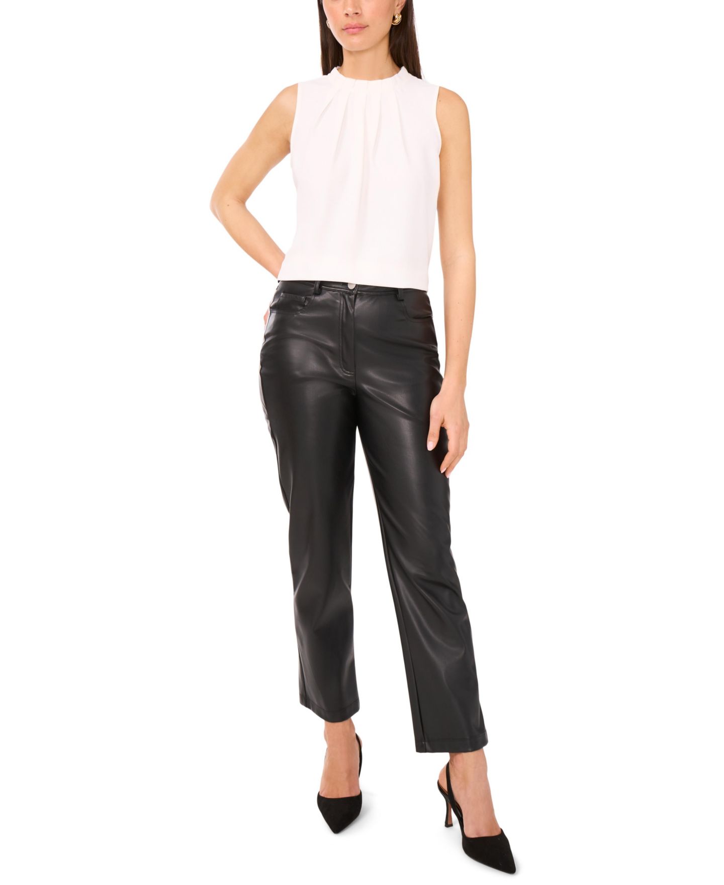 Женский топ Vince Camuto Fitted Mock Neck, цвет: Слоновая кость — фото 2