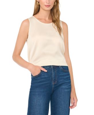 Women's Satin Crewneck Sleeveless Blouse