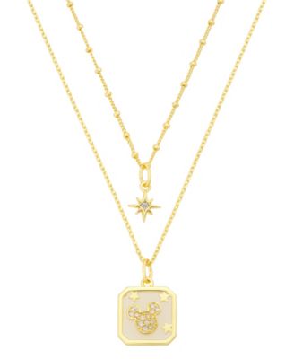Cubic Zirconia Gold-Tone Mickey Layered Necklace