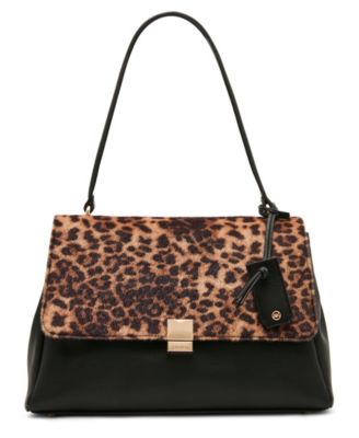 Faux Cheetah Medium Flap Shoulder Handbag